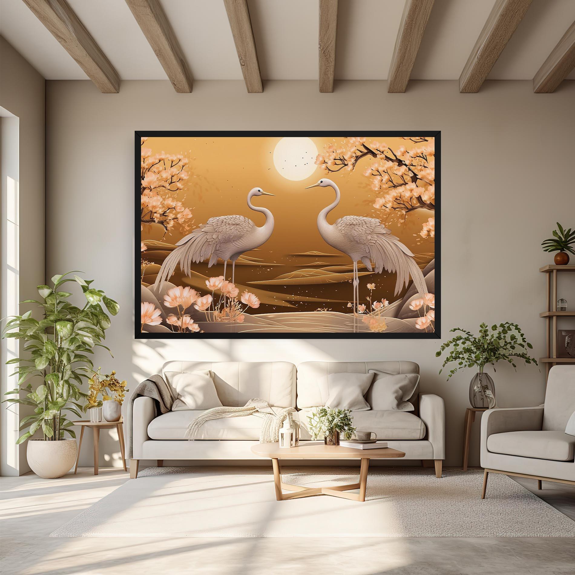 Vászonkép White Chinese Birds mockup 6
