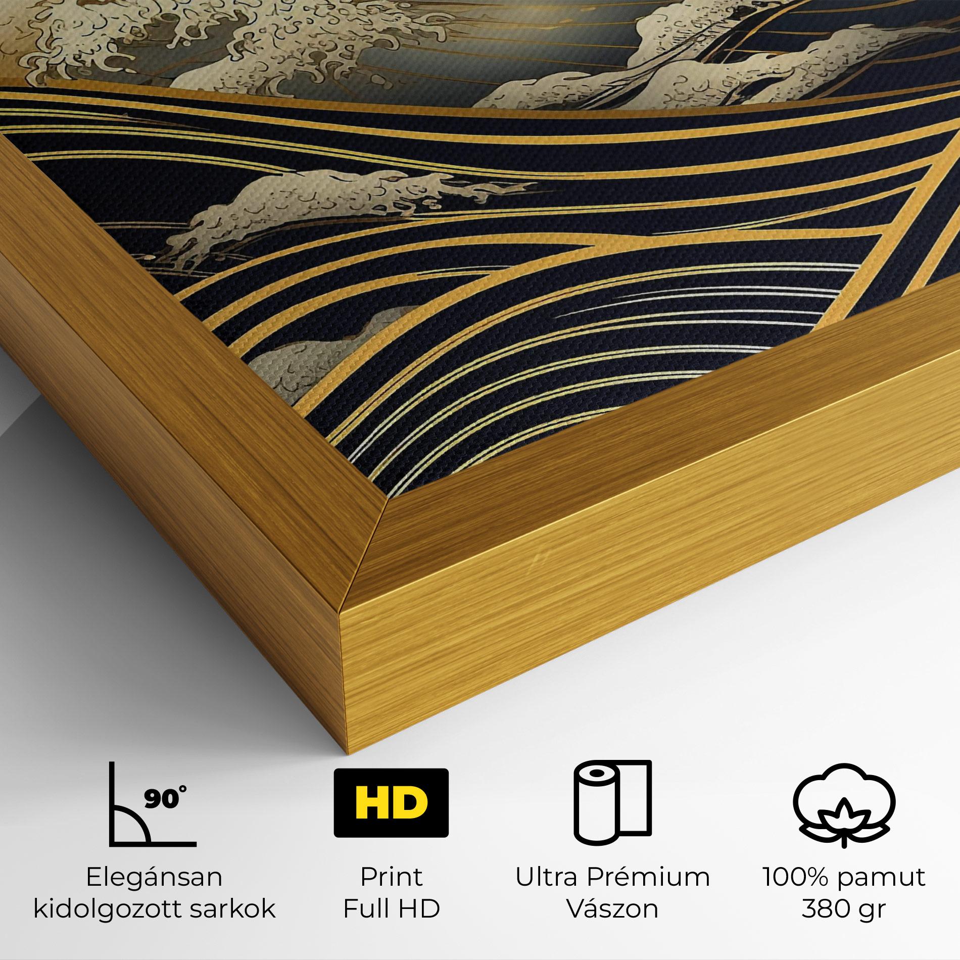 Vászonkép Gold Waves Landscape mockup 4
