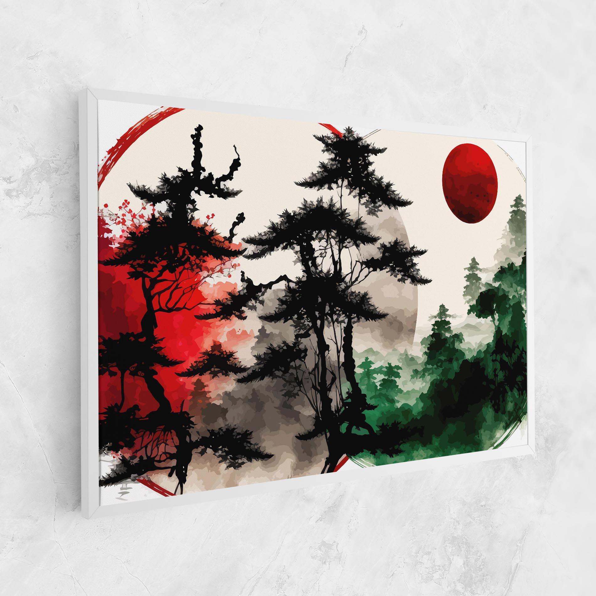 Vászonkép Green Red Tree Art mockup 1