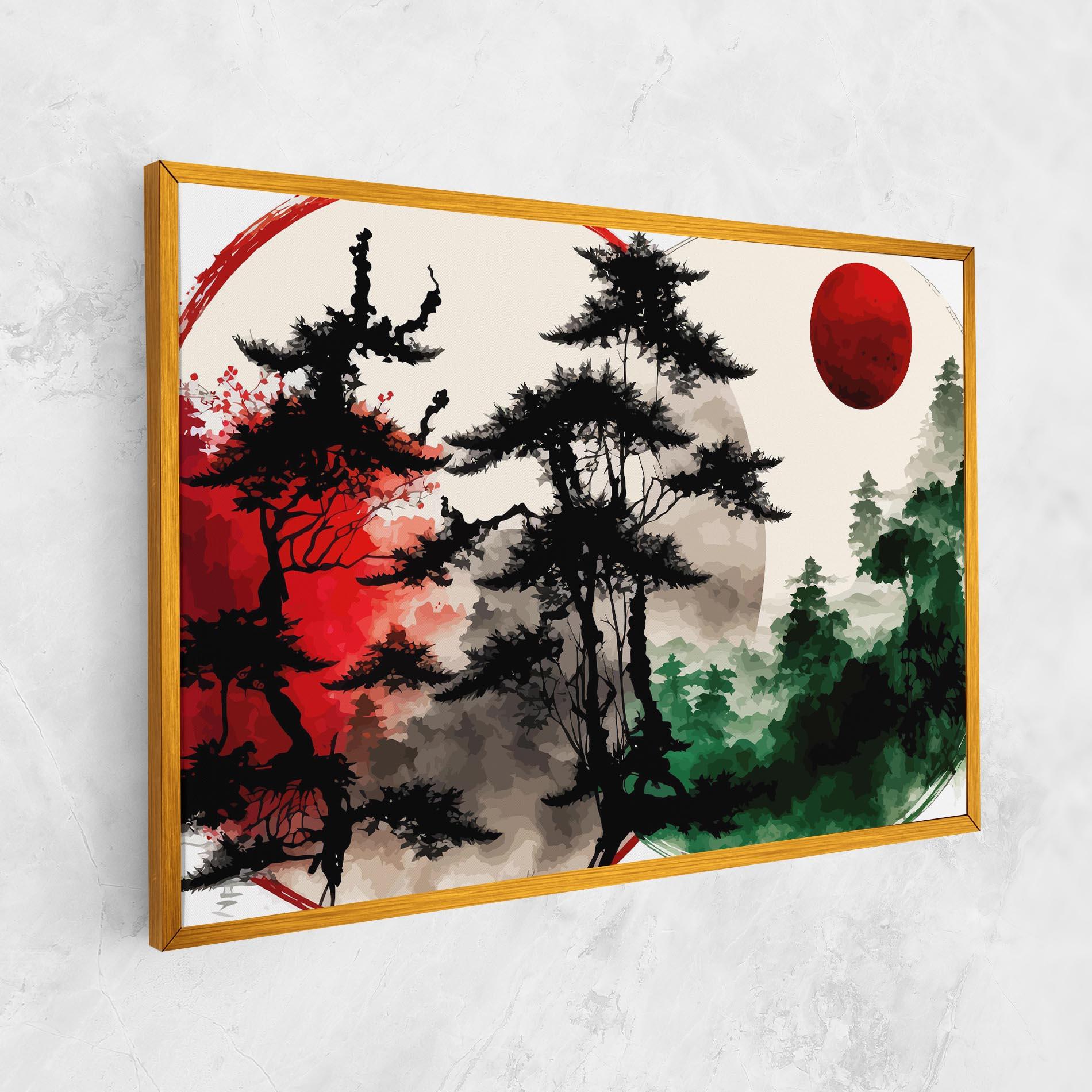 Vászonkép Green Red Tree Art mockup 1