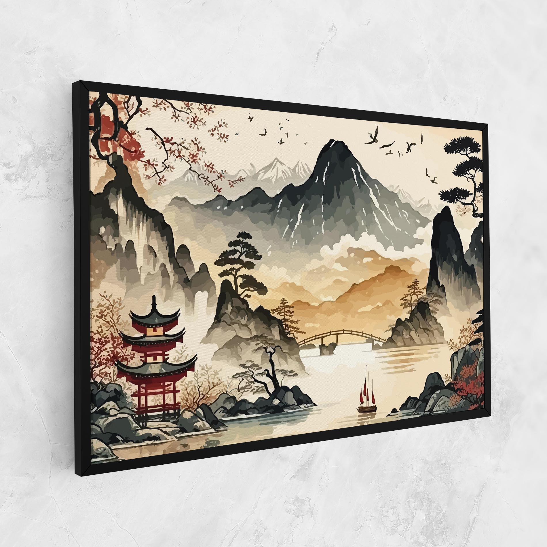 Vászonkép Asian Mountain View mockup 1