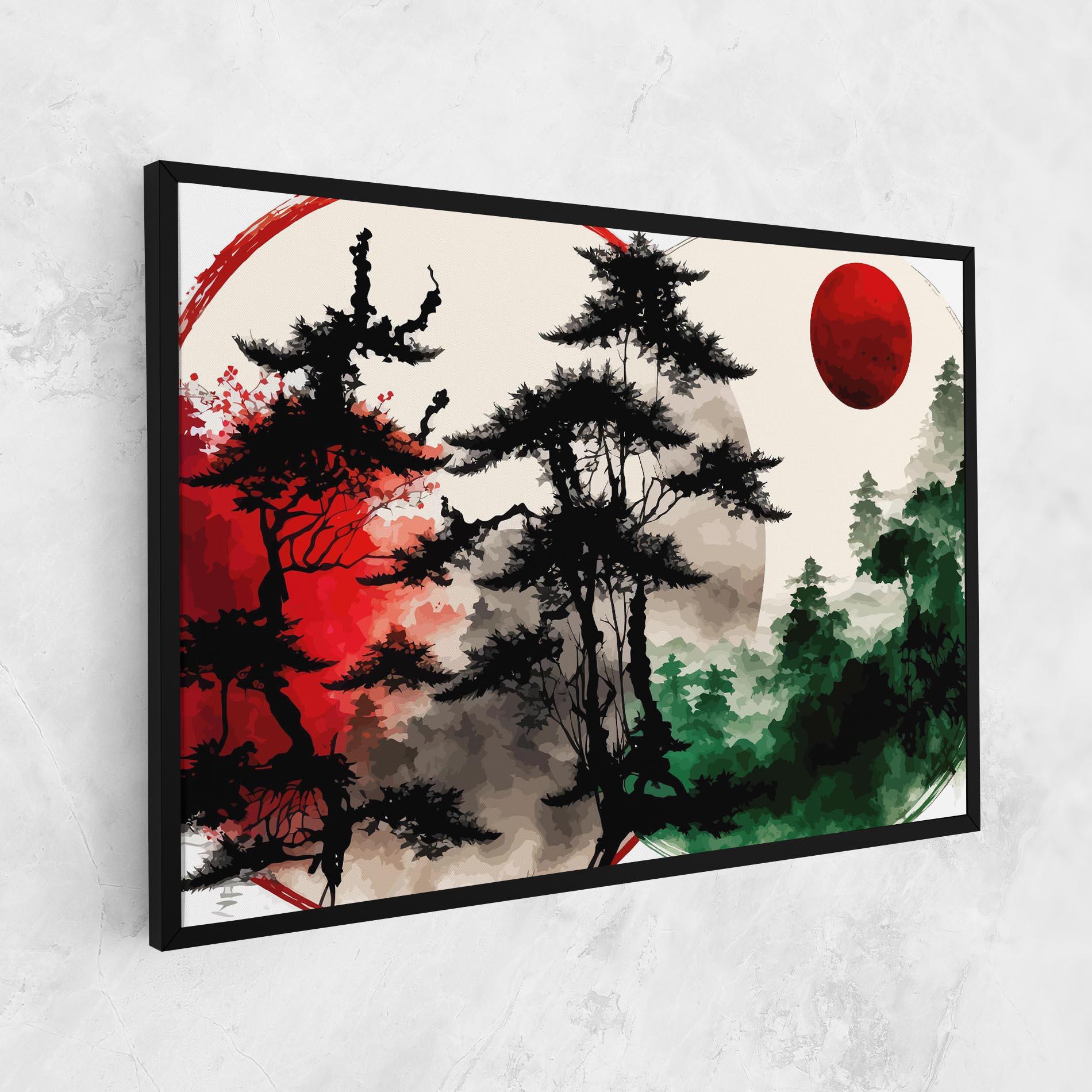 Vászonkép Green Red Tree Art mockup 1