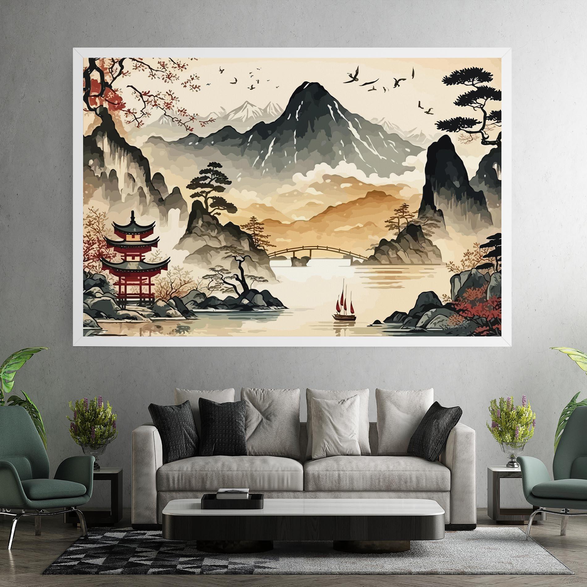 Vászonkép Asian Mountain View mockup 7