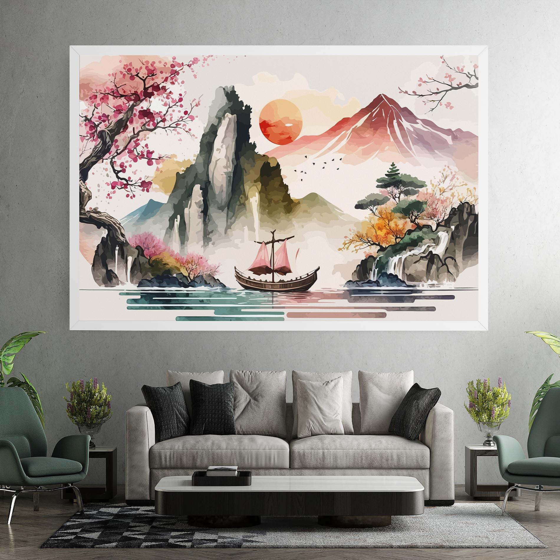 Vászonkép Asian Orange Sunset mockup 7