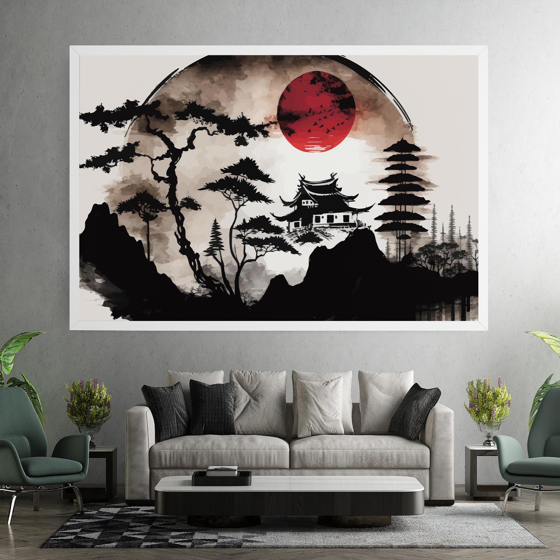 Vászonkép Asian Red Moon mockup 7
