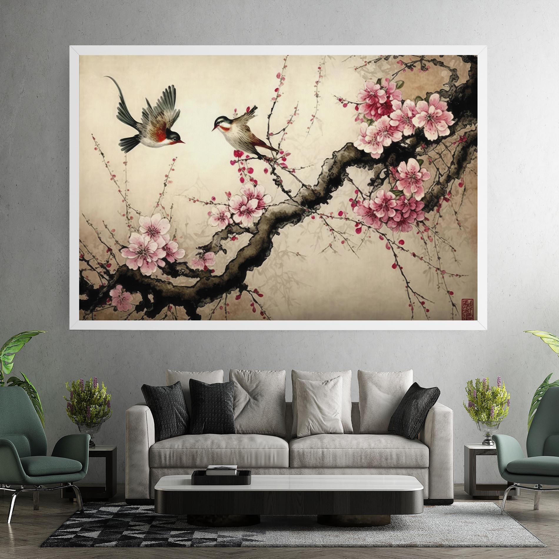 Vászonkép Cherry Blossom Birds mockup 7
