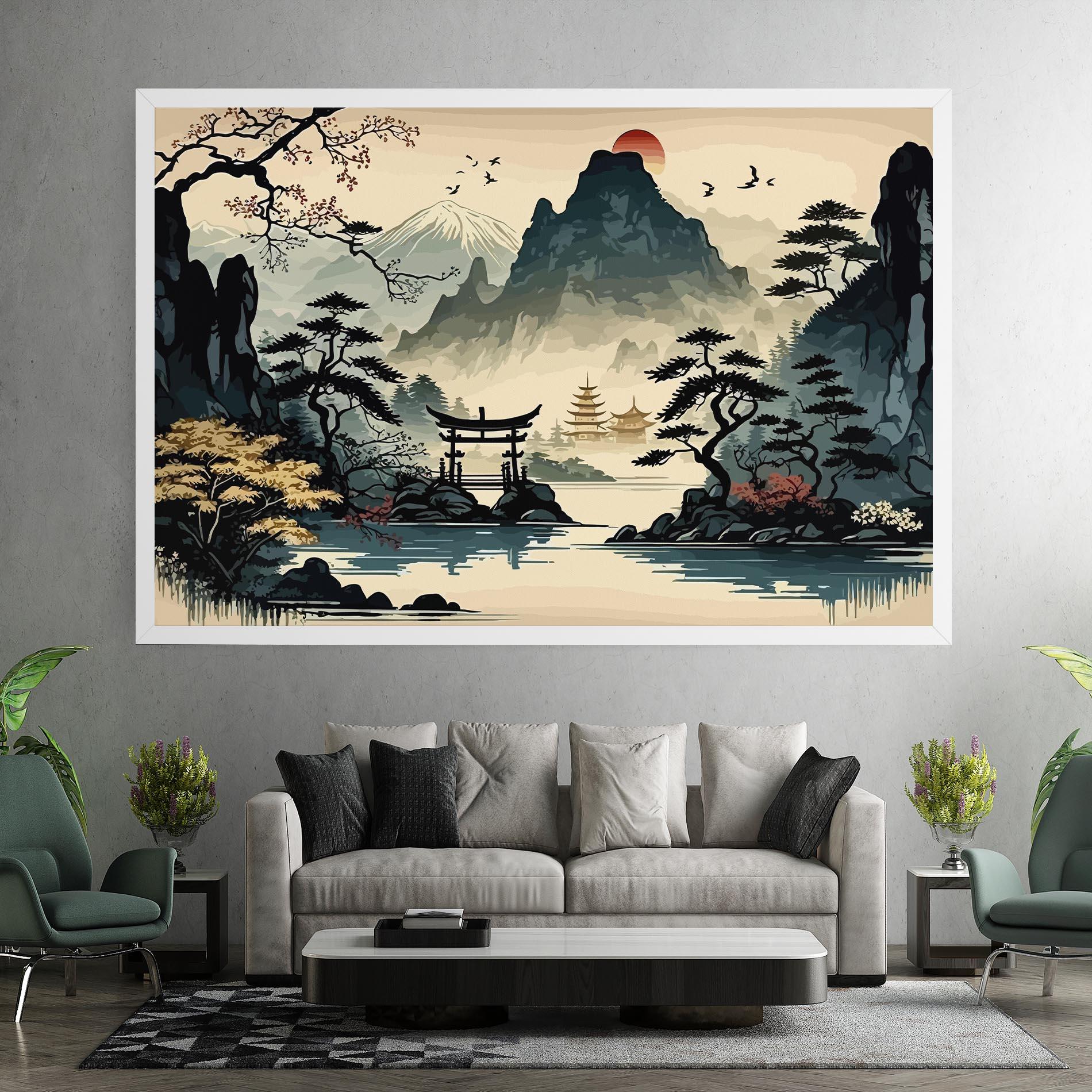 Vászonkép Cream Chinese Mountain mockup 7