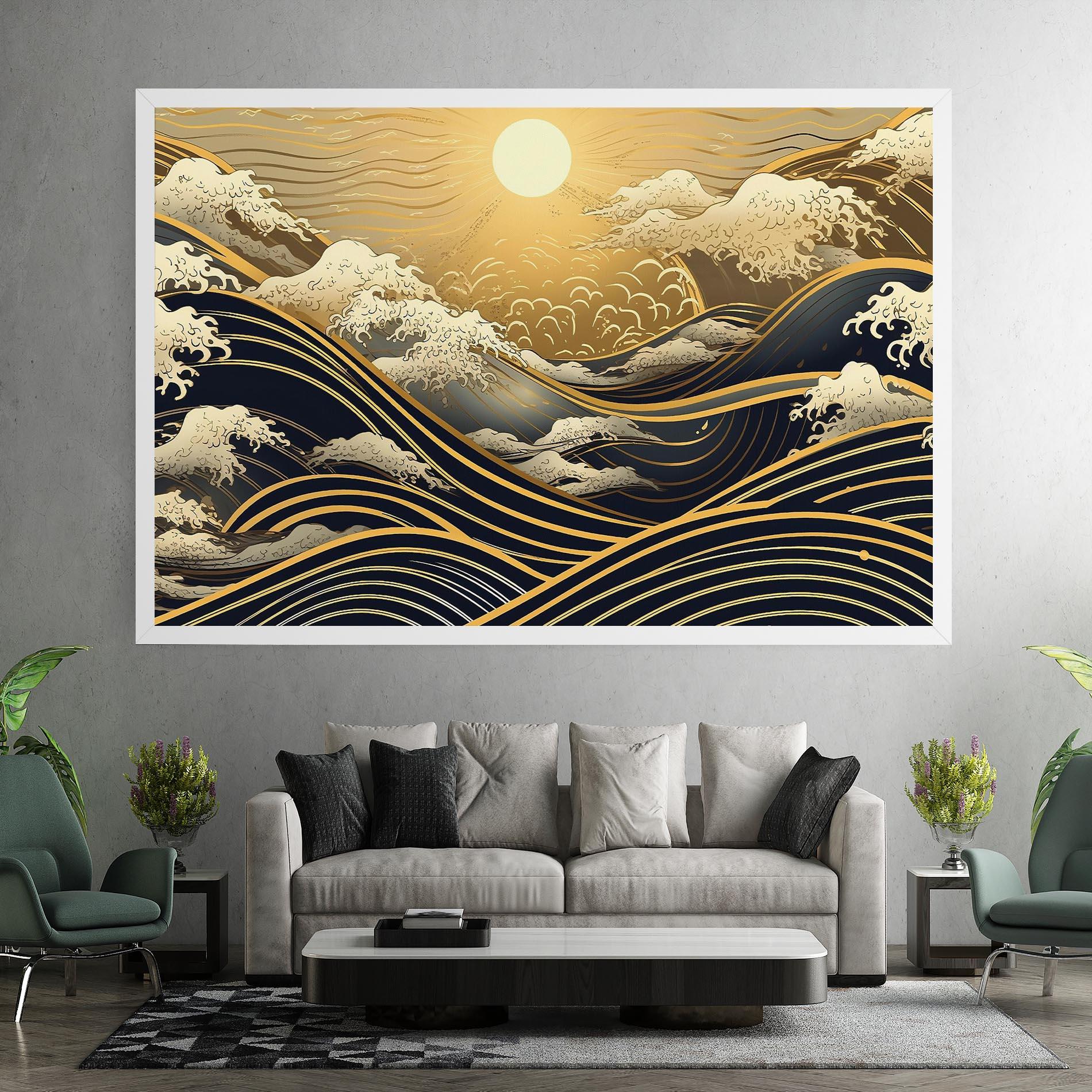 Vászonkép Gold Waves Landscape mockup 7