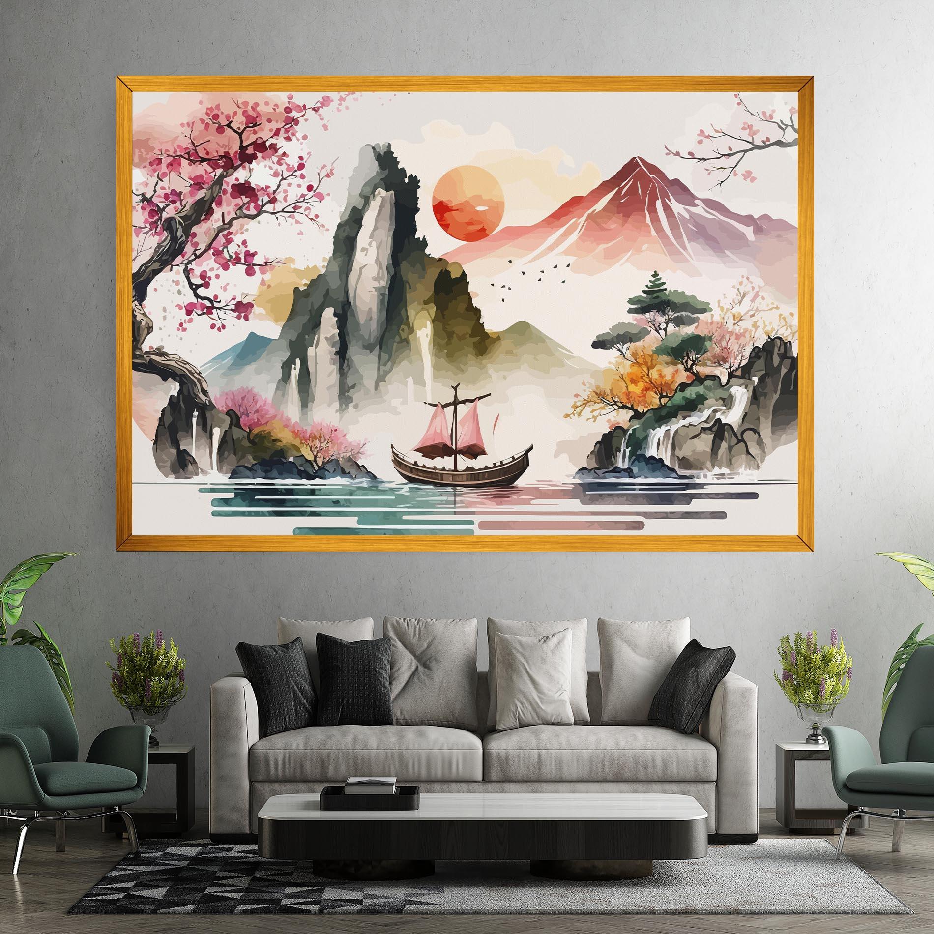 Vászonkép Asian Orange Sunset mockup 7