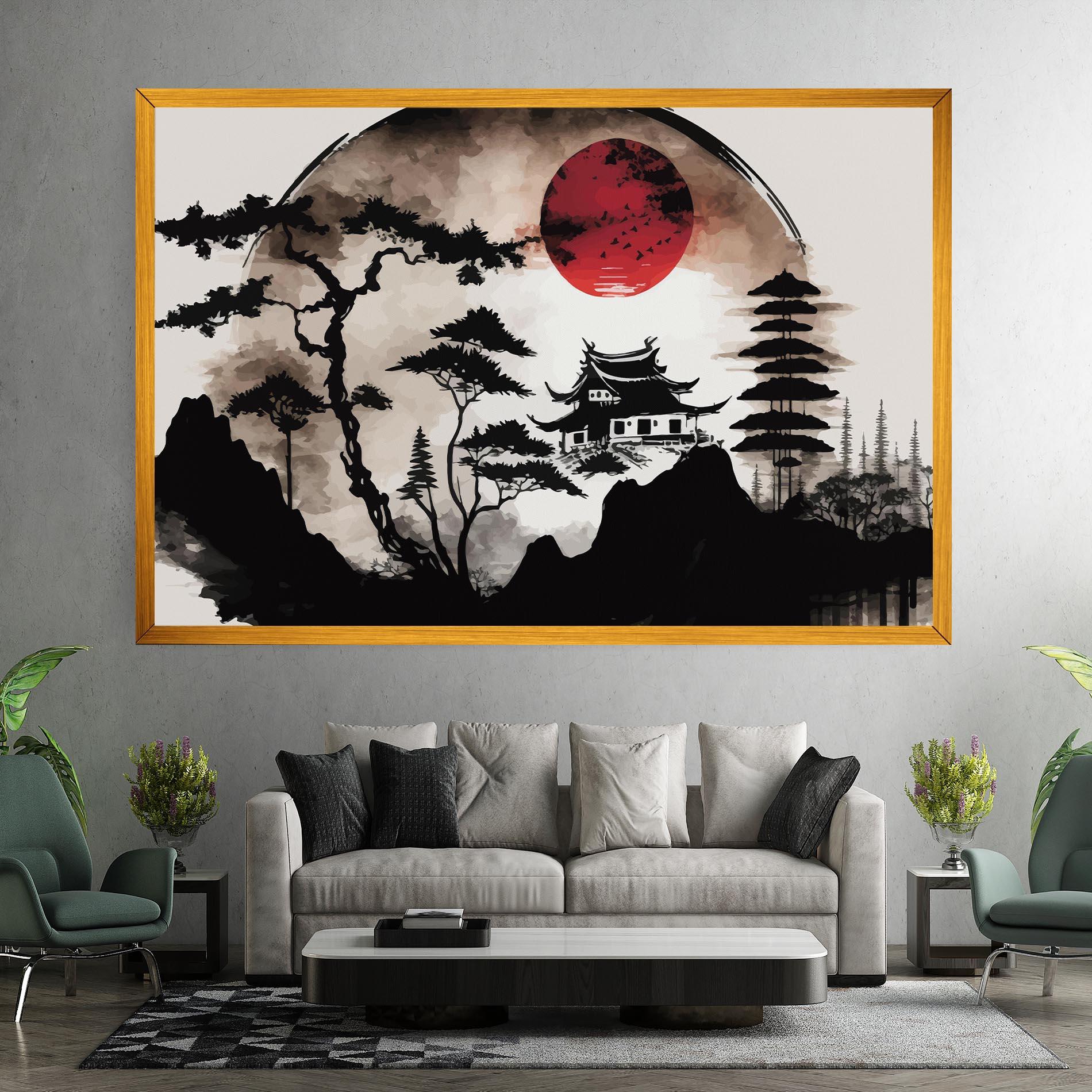 Vászonkép Asian Red Moon mockup 7