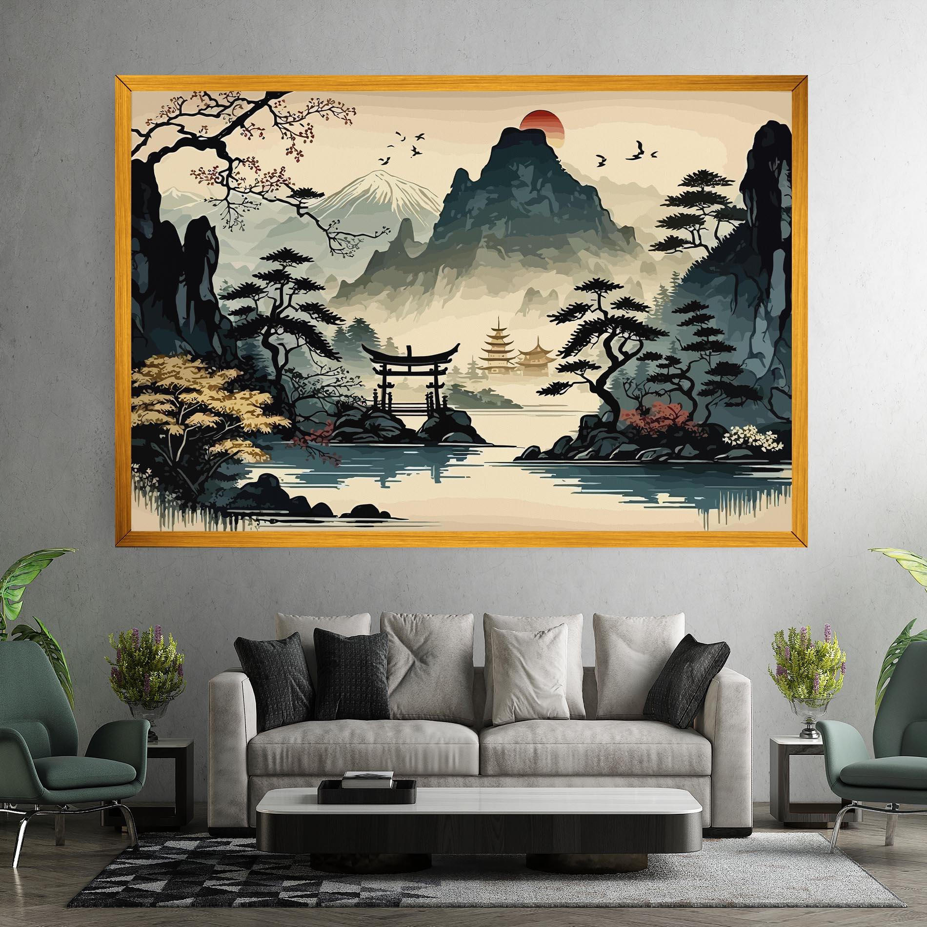 Vászonkép Cream Chinese Mountain mockup 7