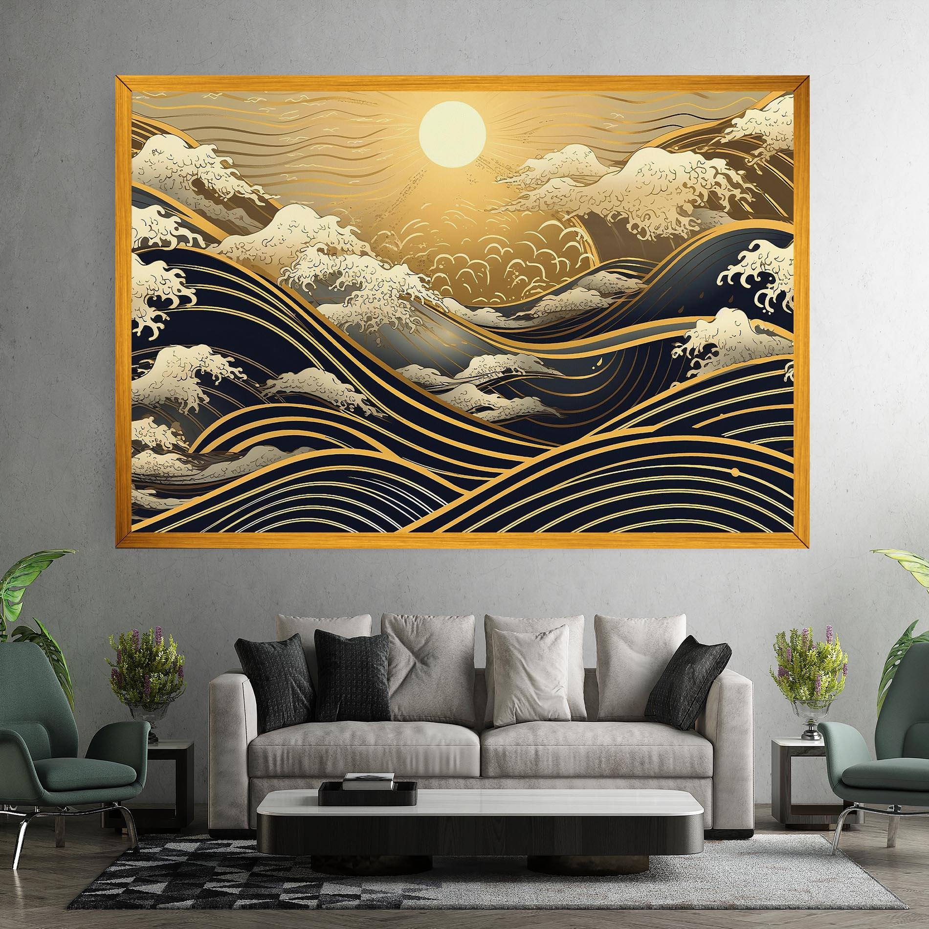 Vászonkép Gold Waves Landscape mockup 7