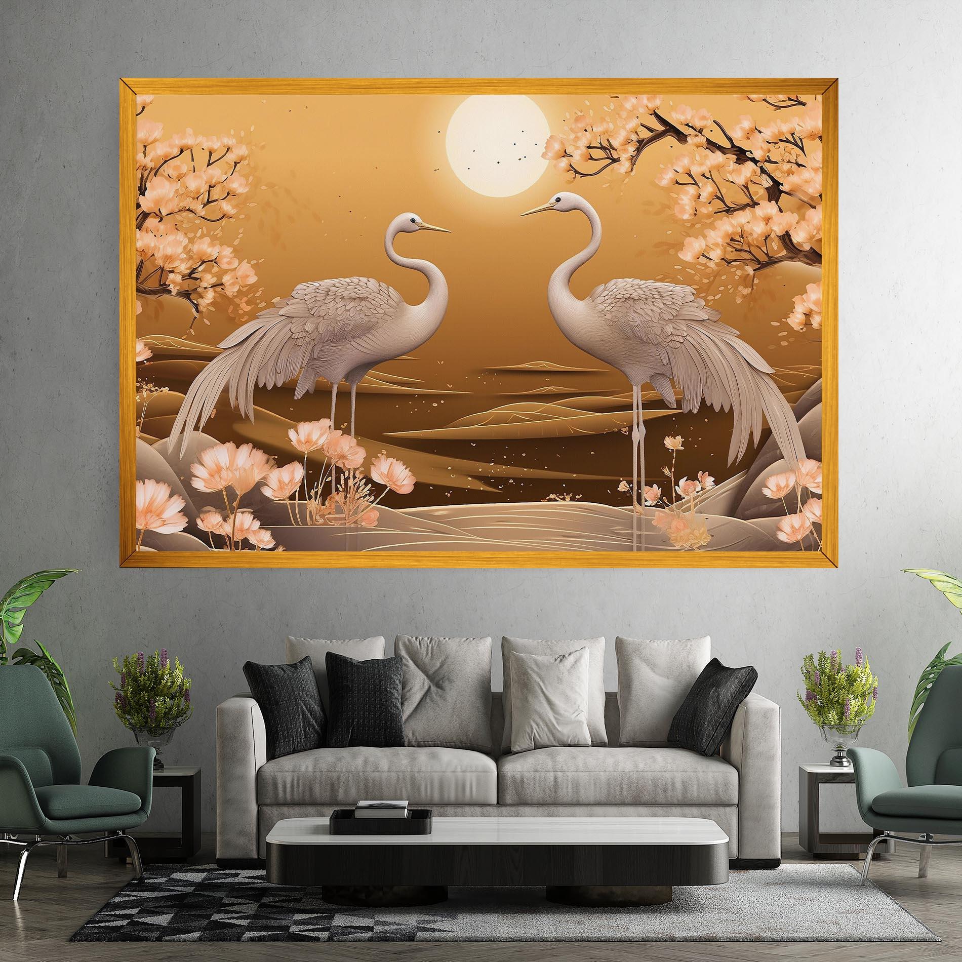 Vászonkép White Chinese Birds mockup 7