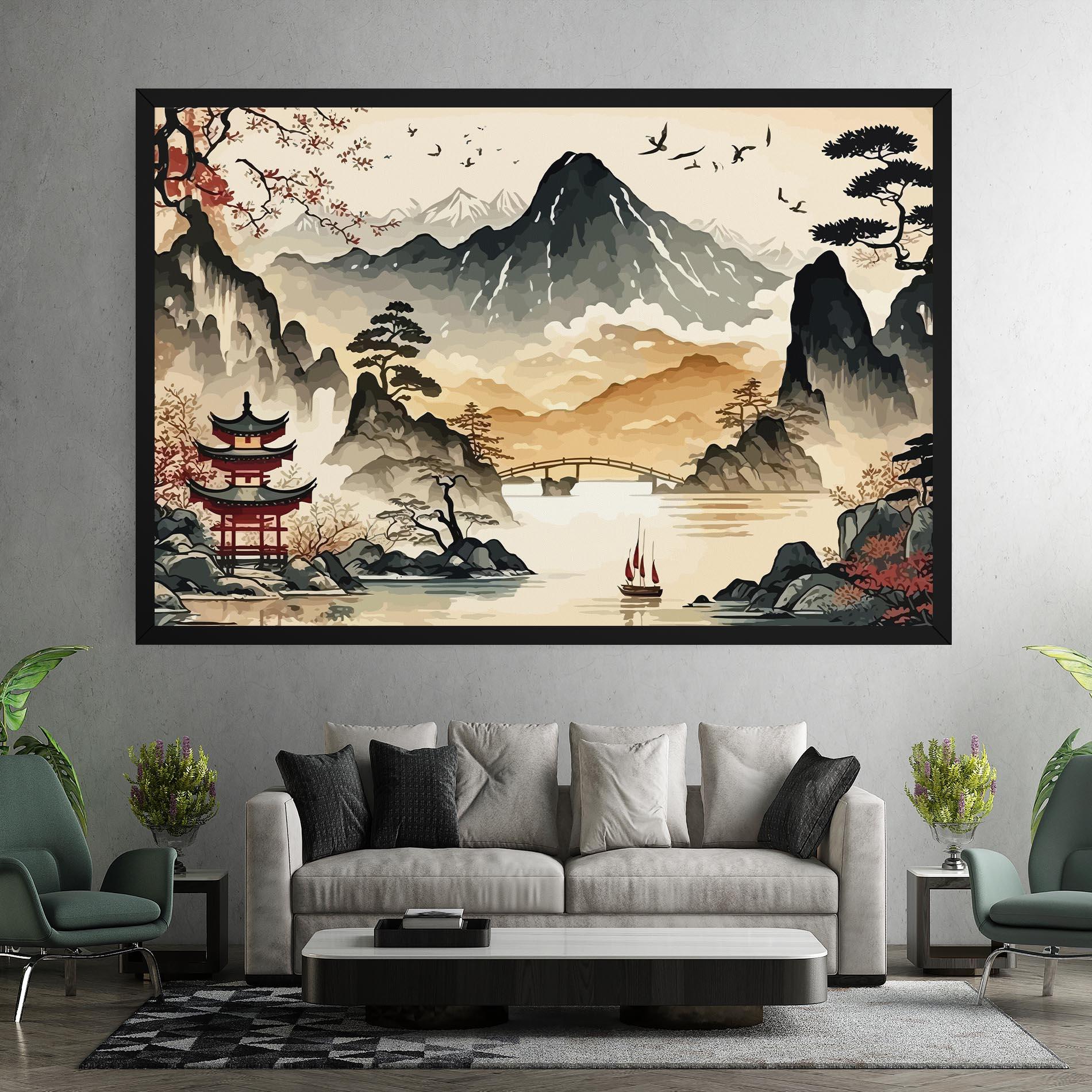 Vászonkép Asian Mountain View mockup 7