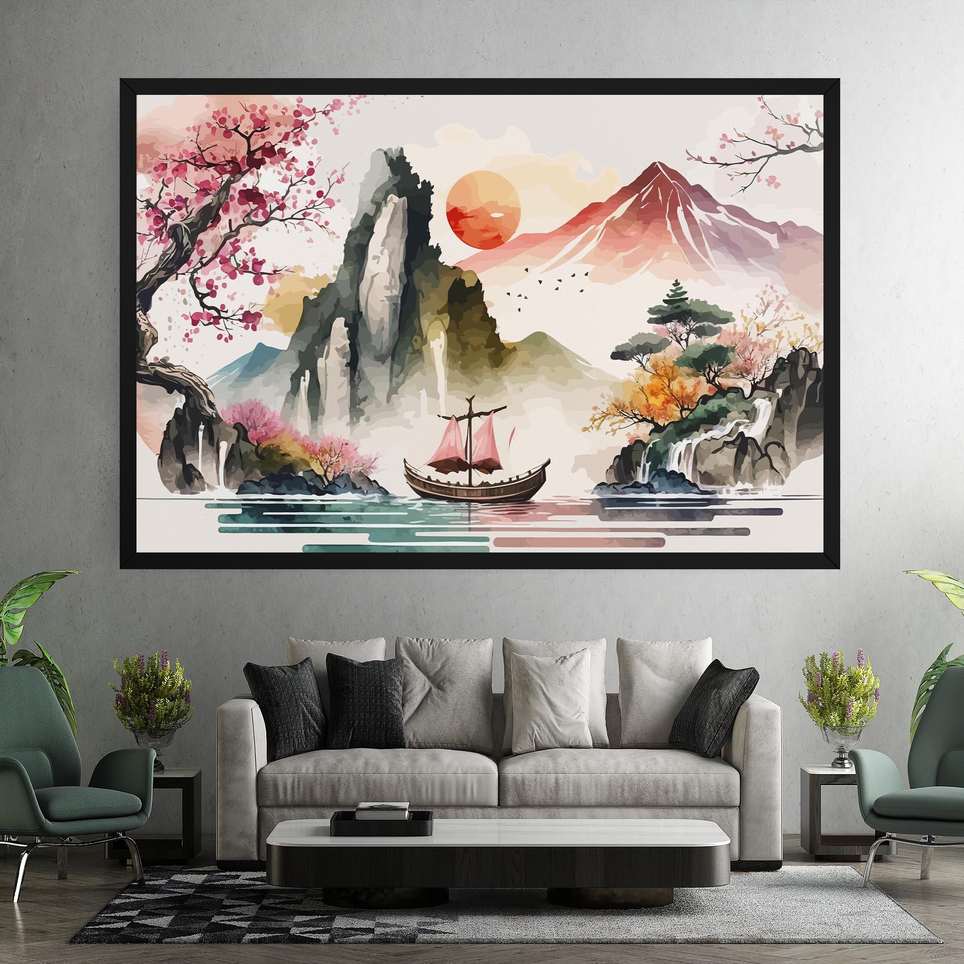 Vászonkép Asian Orange Sunset mockup 7