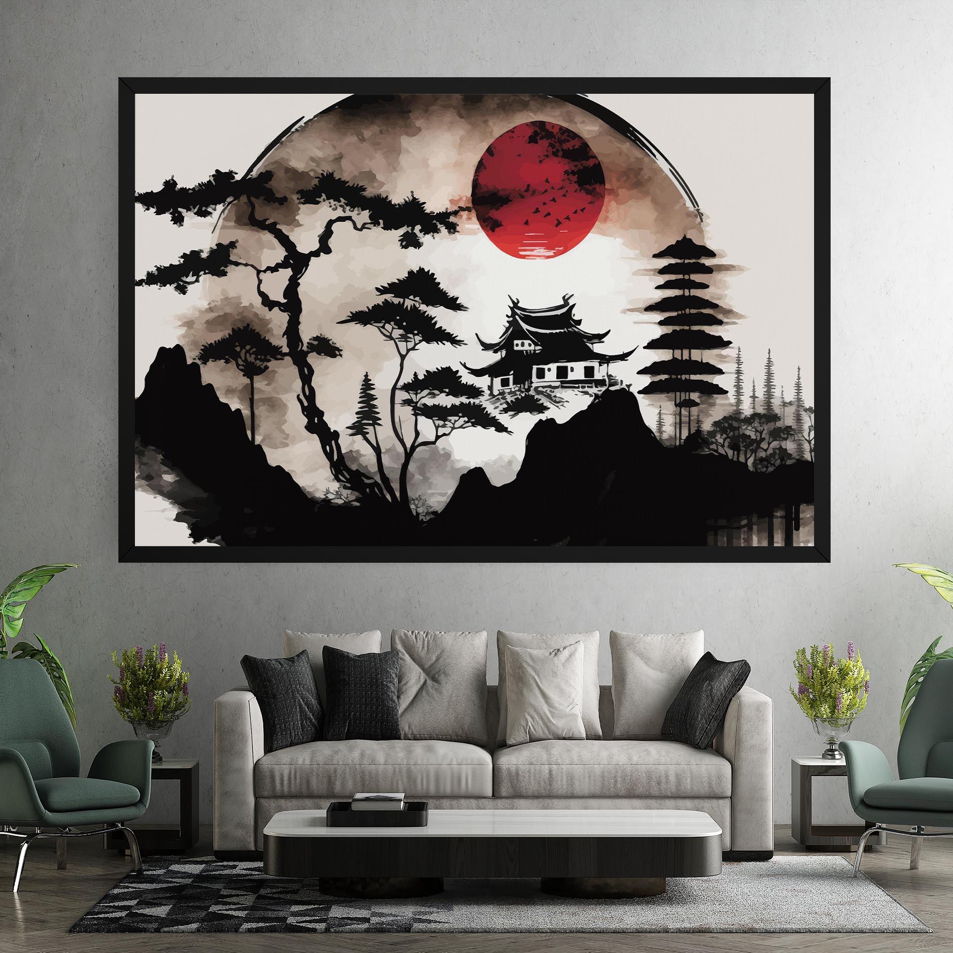 Vászonkép Asian Red Moon mockup 7