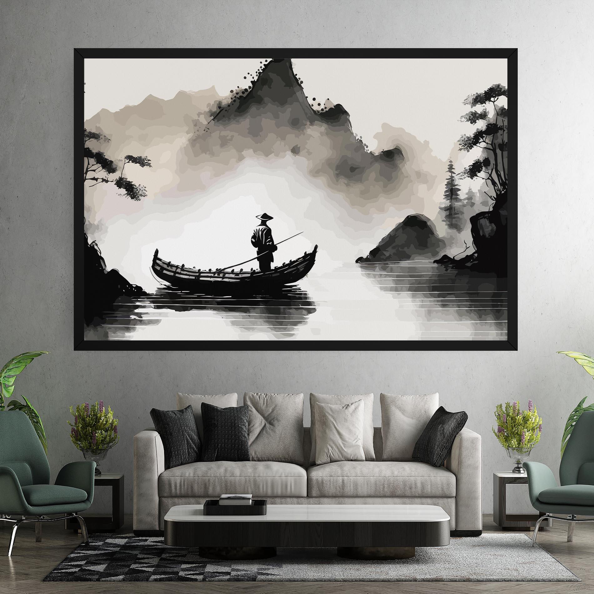Vászonkép Black Ink Boat mockup 7