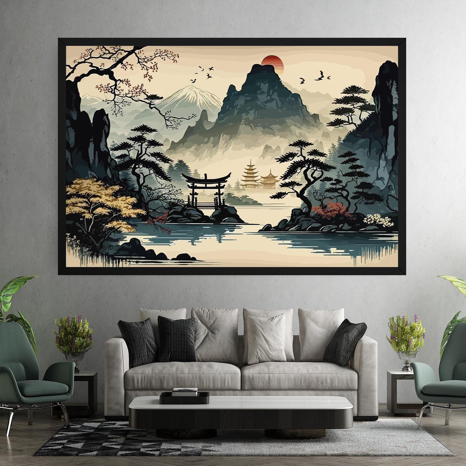 Vászonkép Cream Chinese Mountain mockup 7