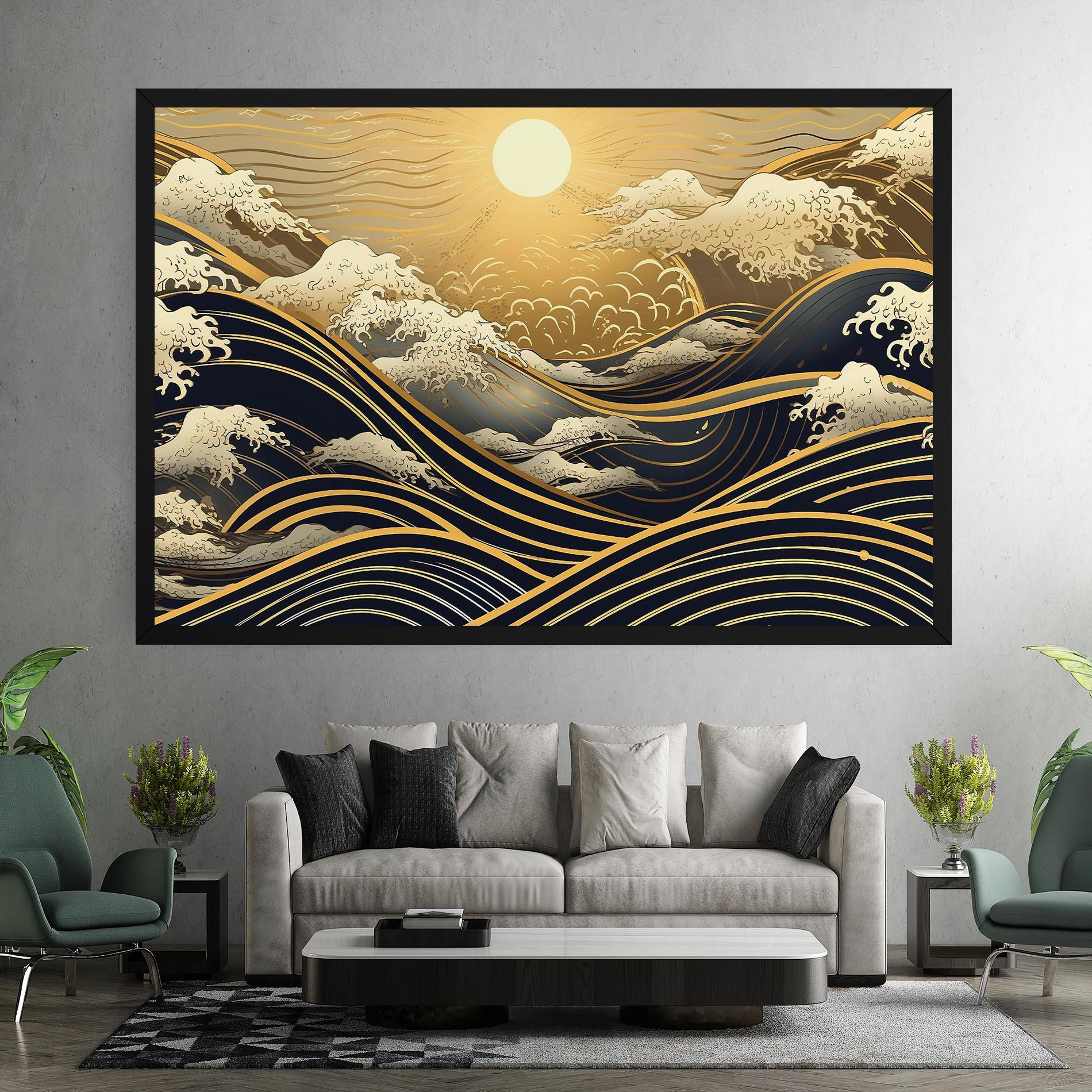 Vászonkép Gold Waves Landscape mockup 7