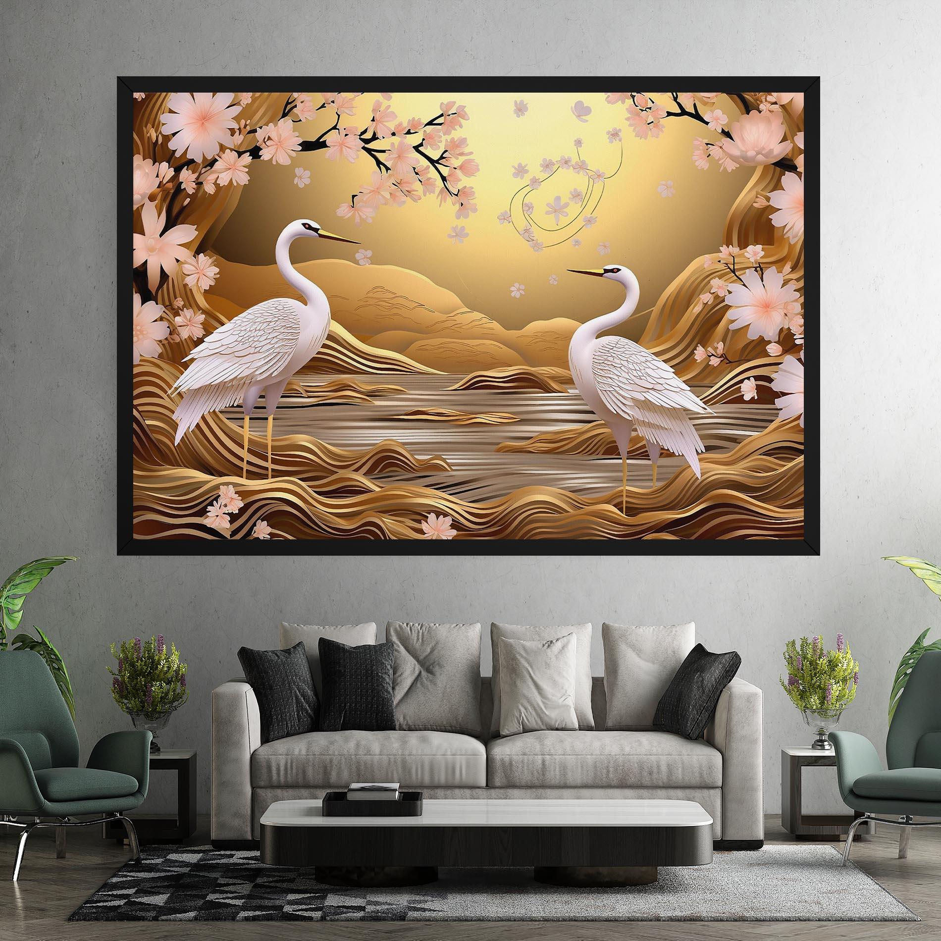 Vászonkép Pink Chinese Flowers mockup 7