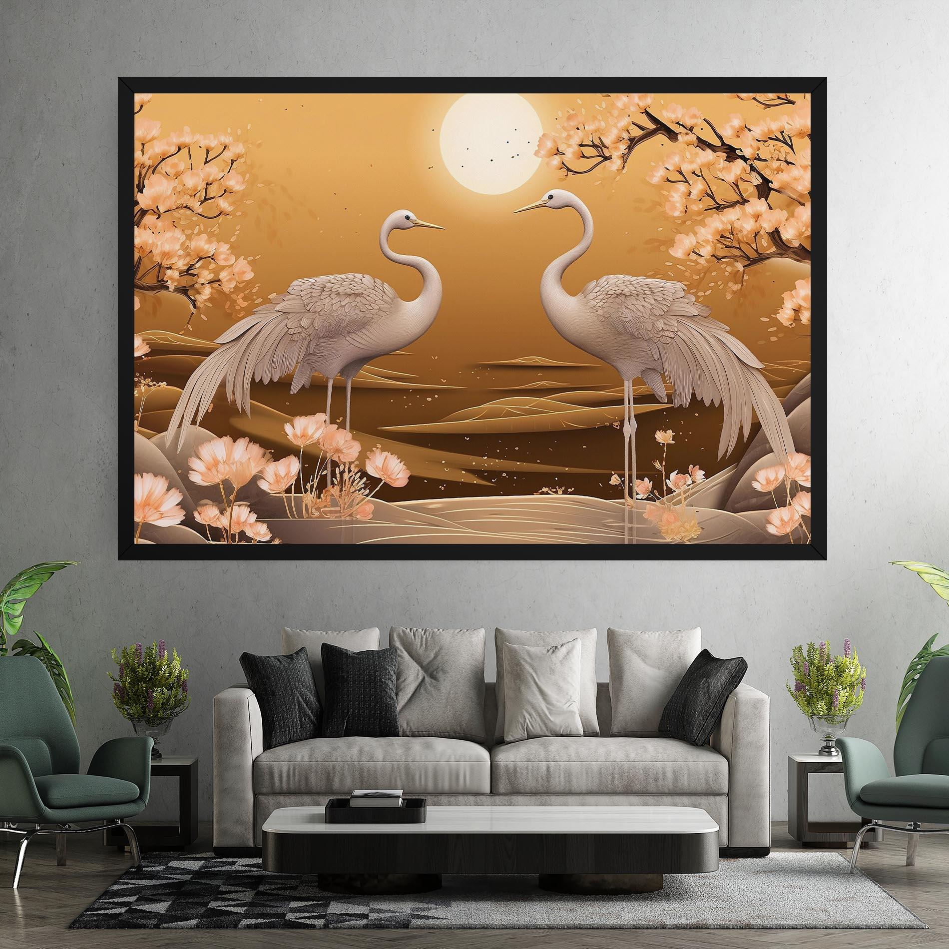 Vászonkép White Chinese Birds mockup 7