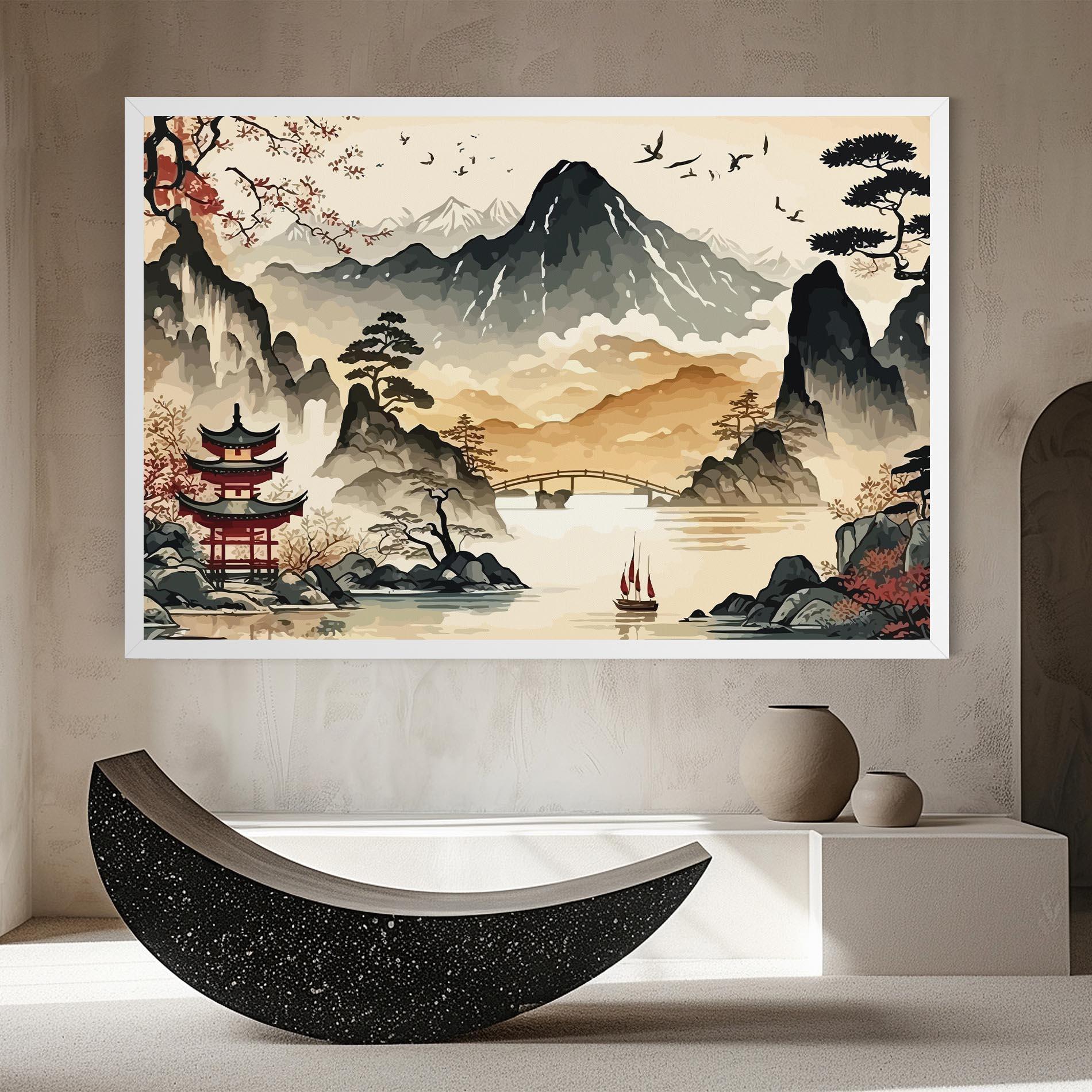 Vászonkép Asian Mountain View mockup 8