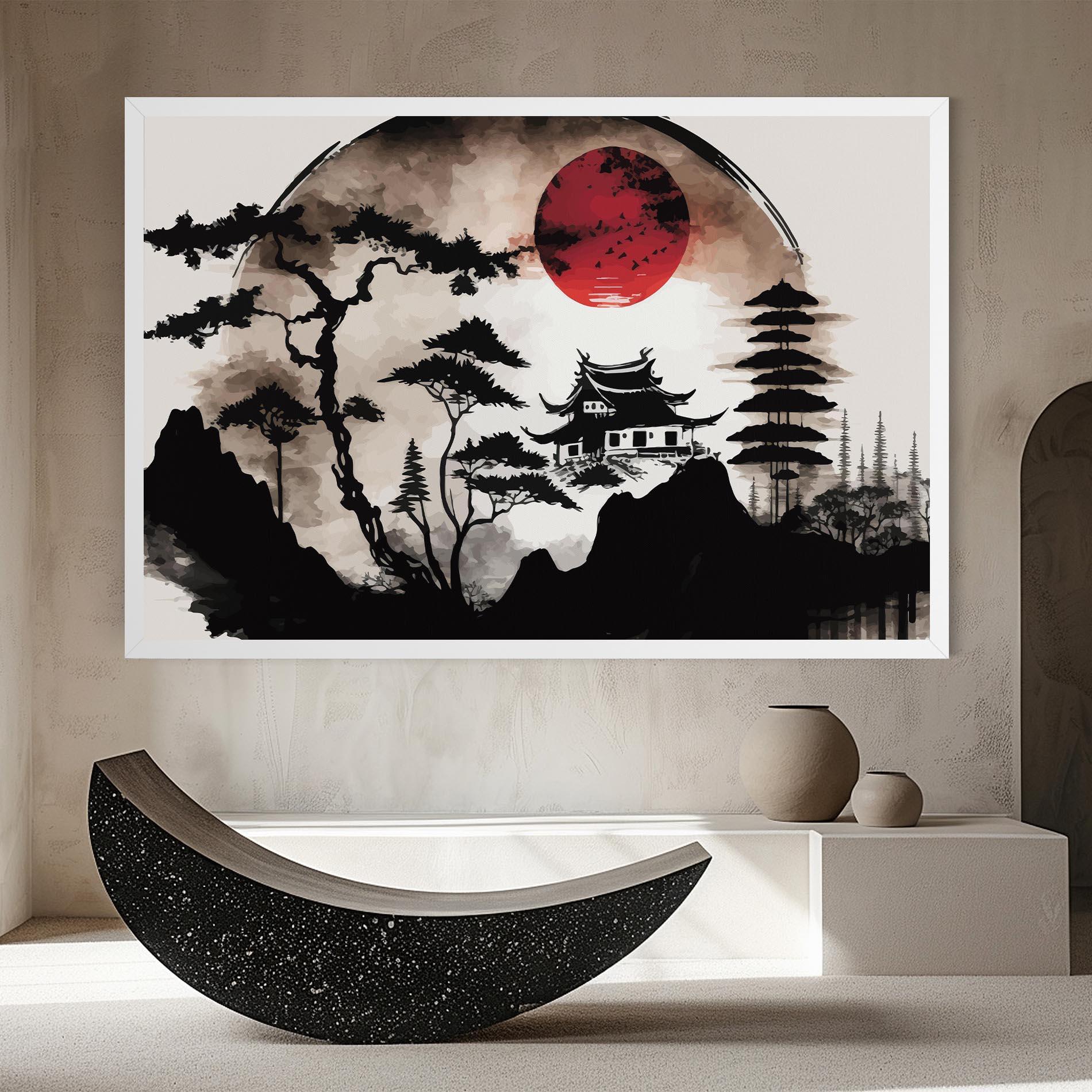 Vászonkép Asian Red Moon mockup 8