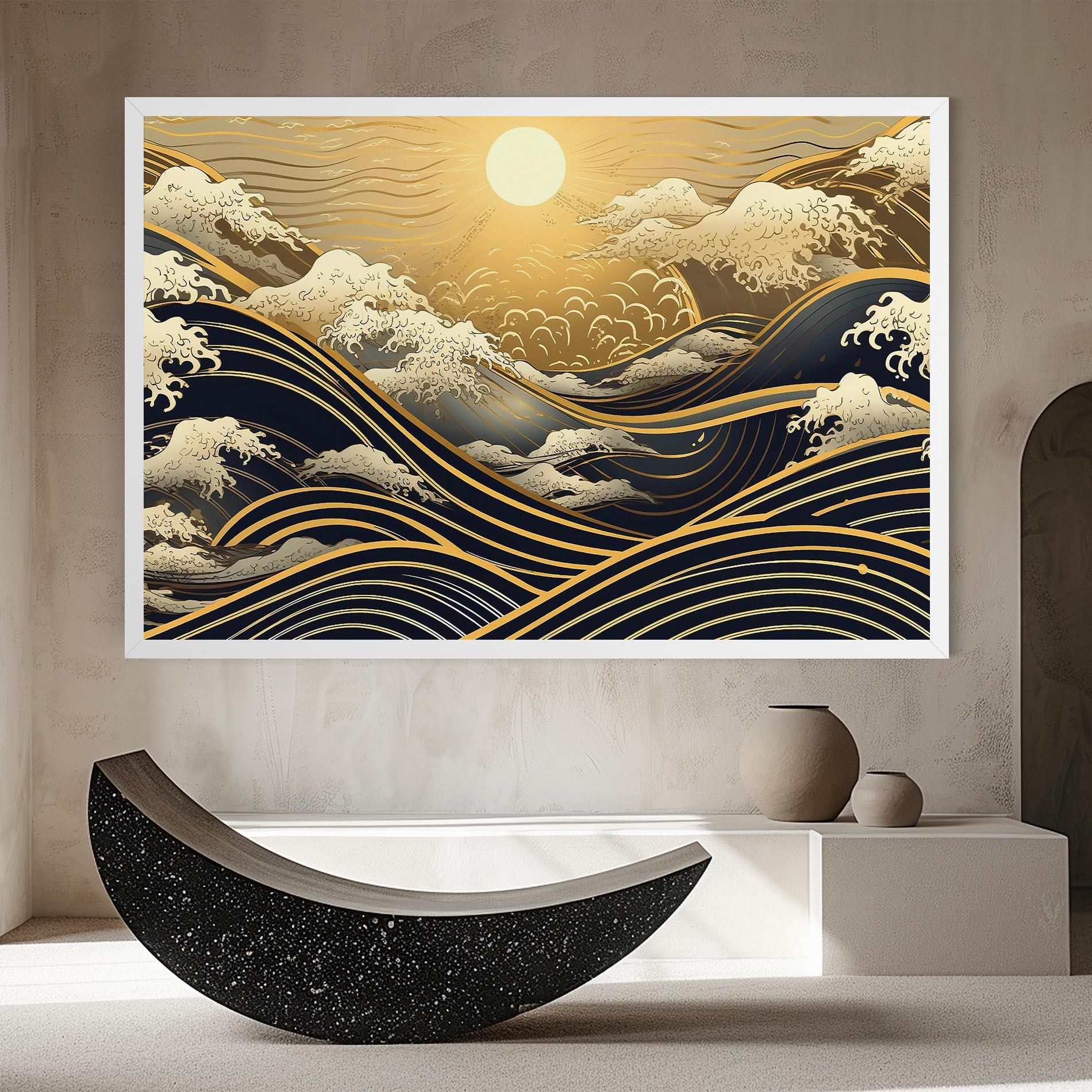 Vászonkép Gold Waves Landscape mockup 8