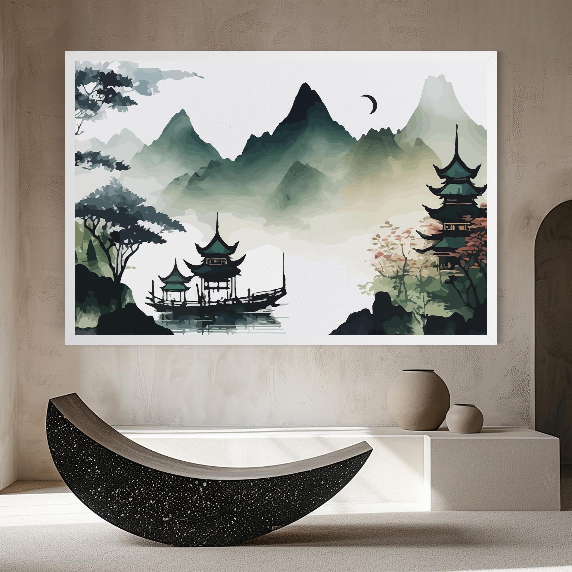 Vászonkép Green Mountain Moon mockup 8