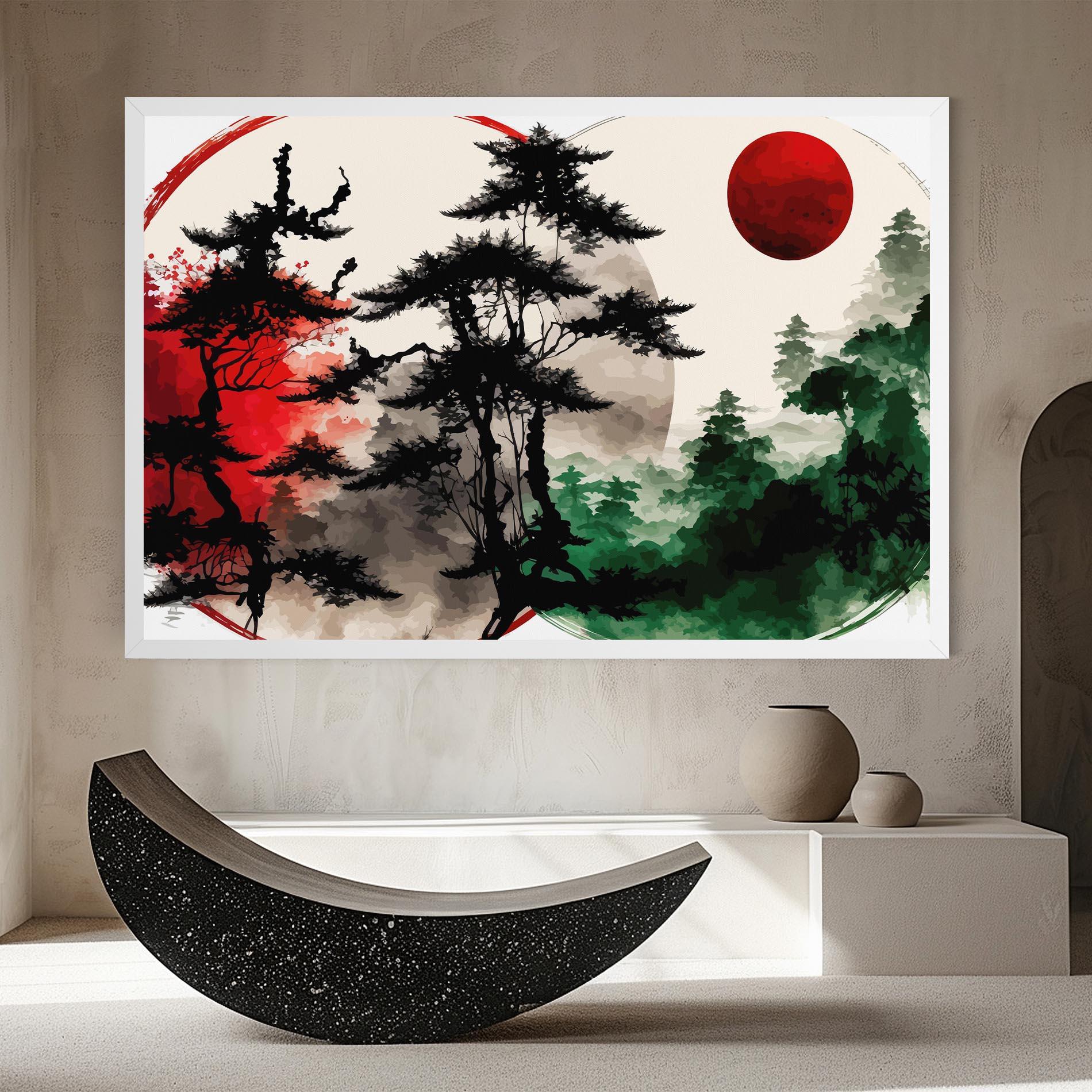 Vászonkép Green Red Tree Art mockup 8