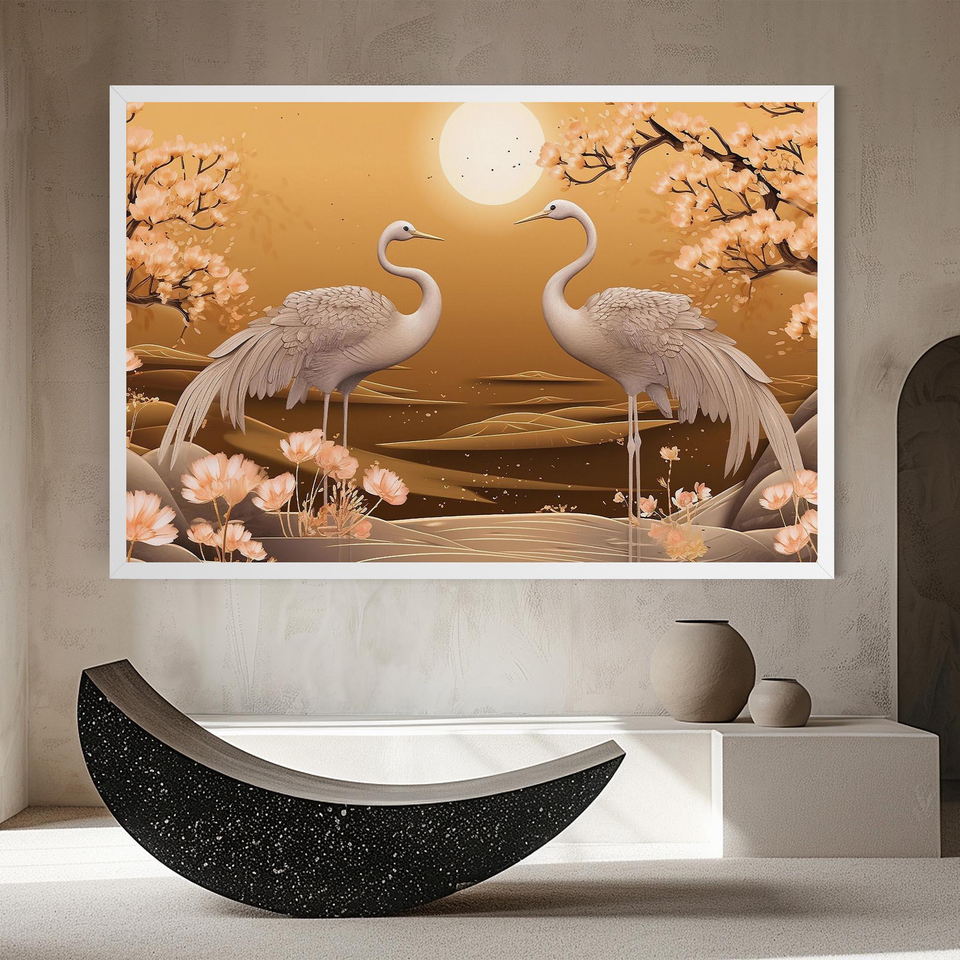 Vászonkép White Chinese Birds mockup 8