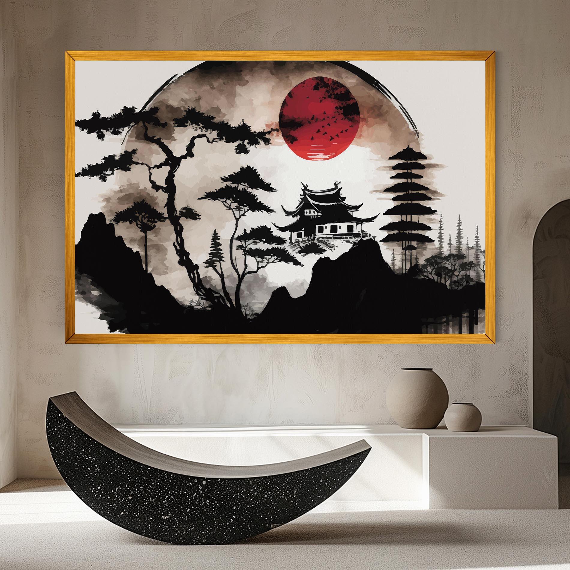 Vászonkép Asian Red Moon mockup 8
