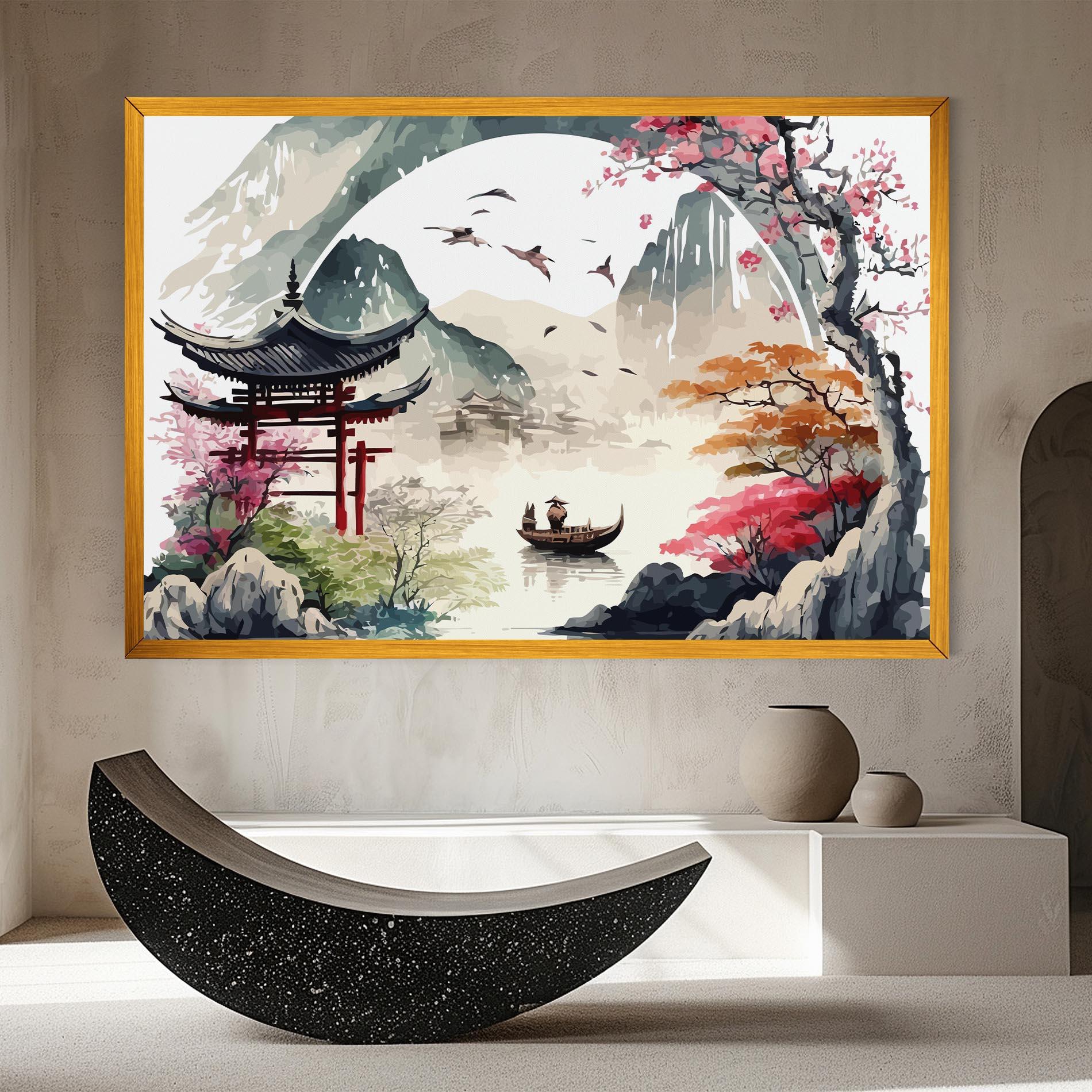 Vászonkép Beautiful Asiatic View mockup 8