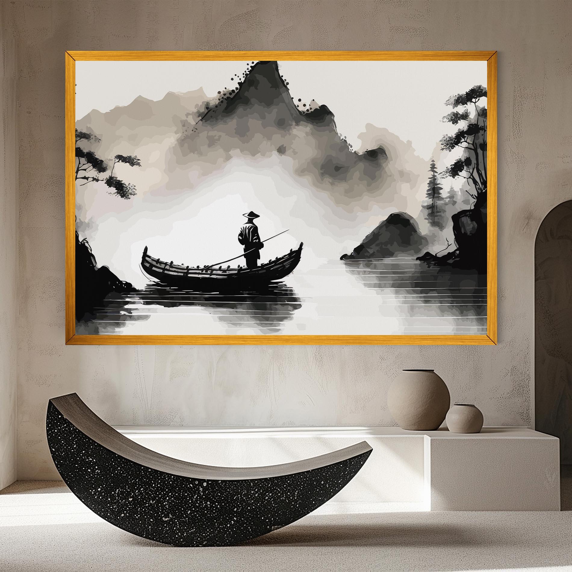 Vászonkép Black Ink Boat mockup 8