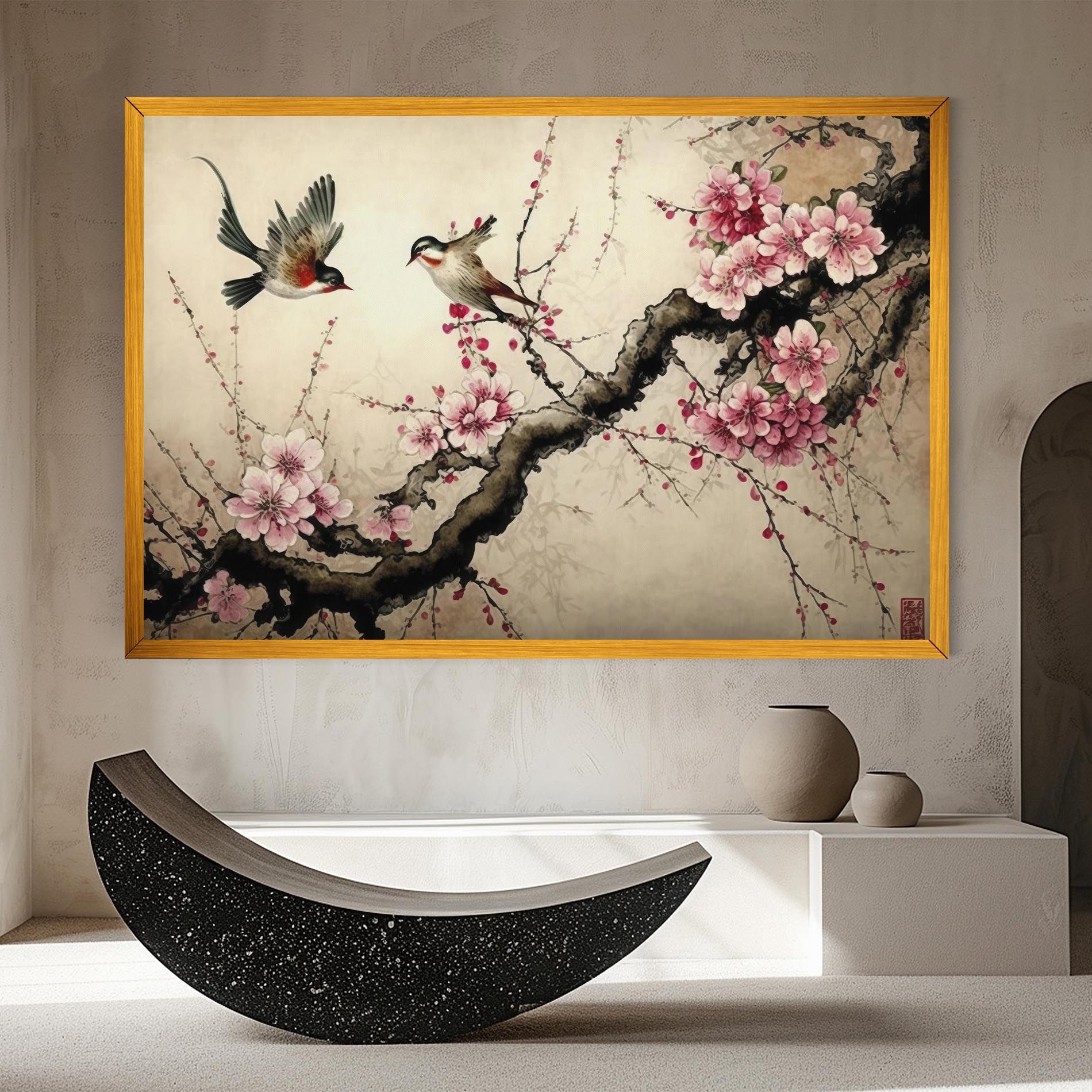 Cherry Blossom Birds mockup 8