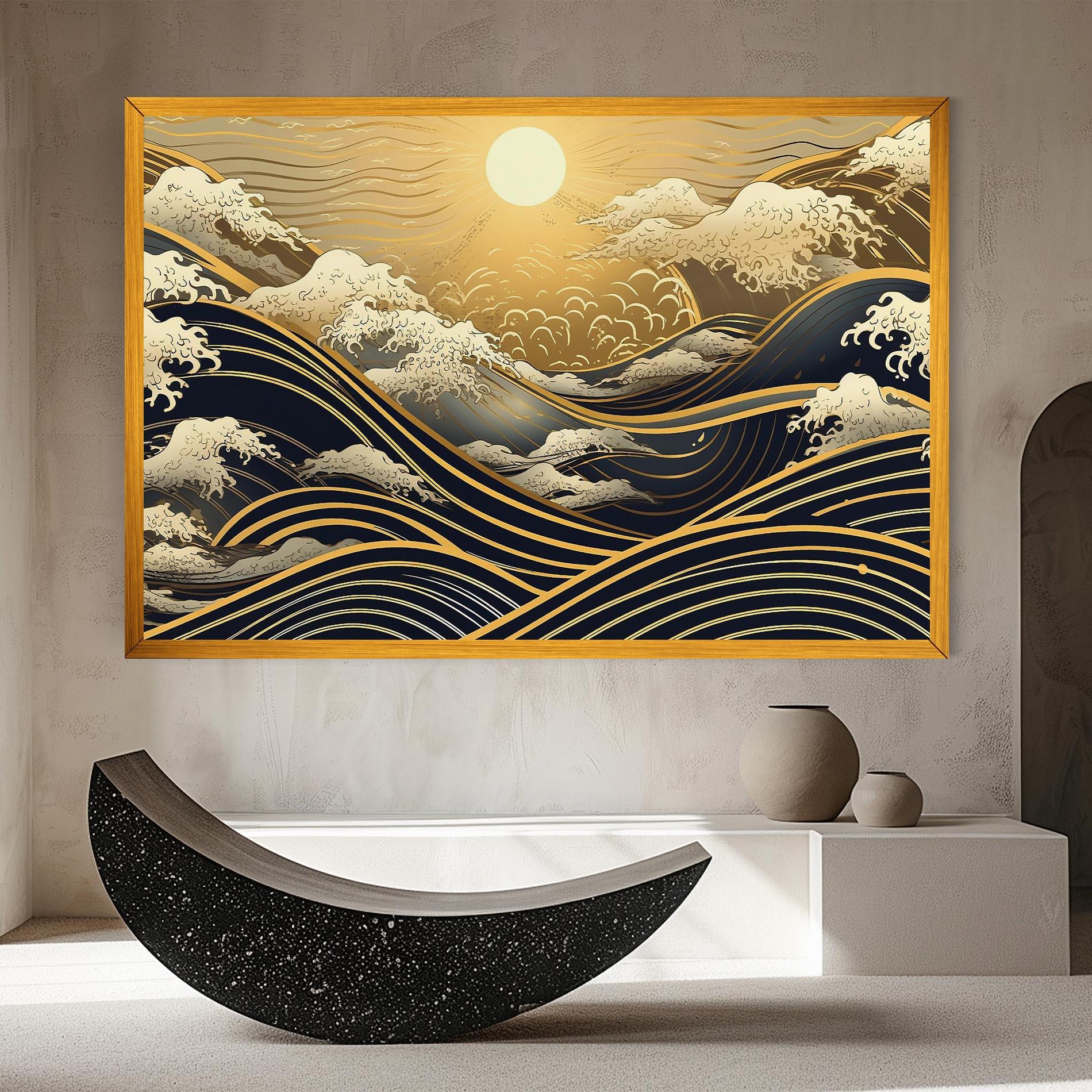 Vászonkép Gold Waves Landscape mockup 8