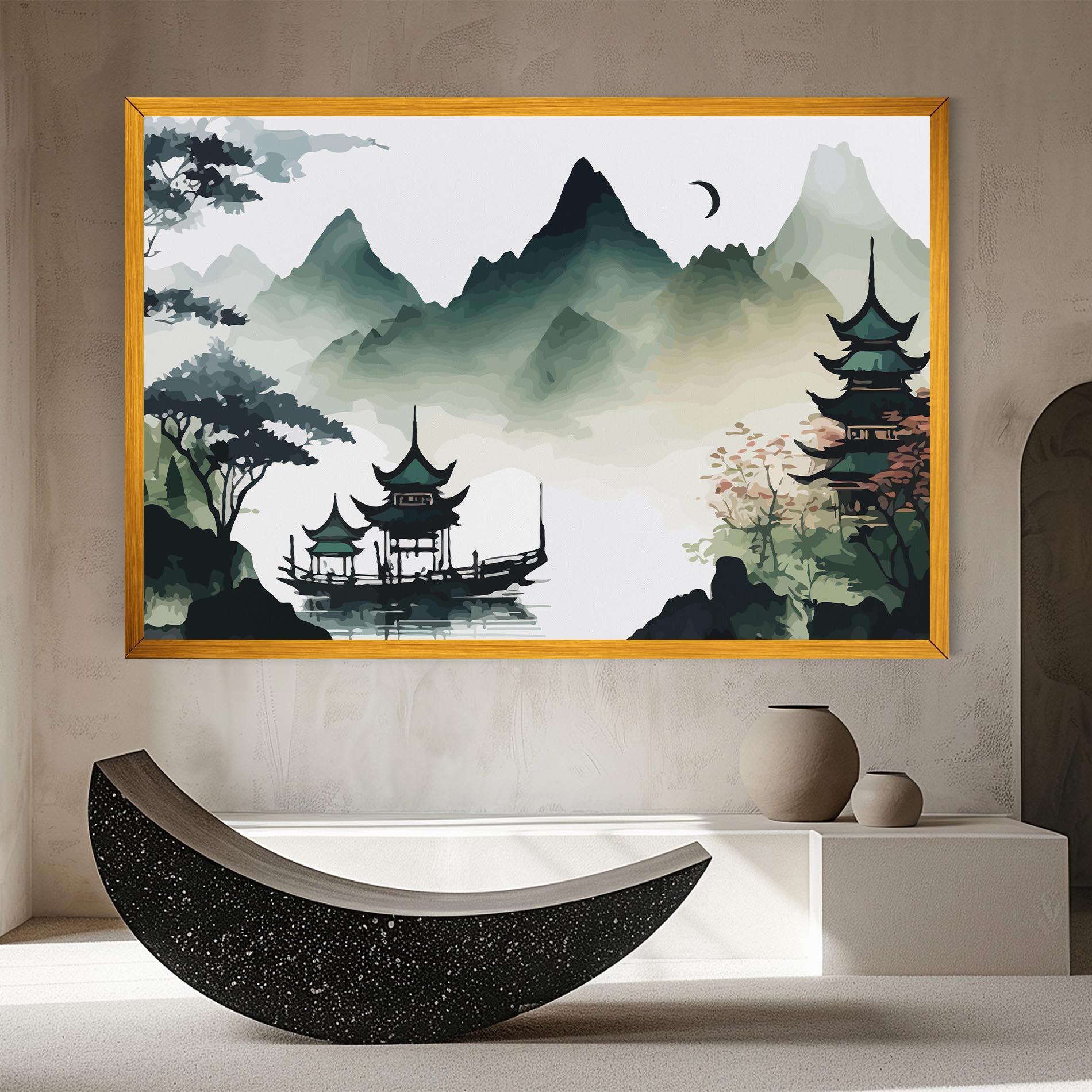 Vászonkép Green Mountain Moon mockup 8