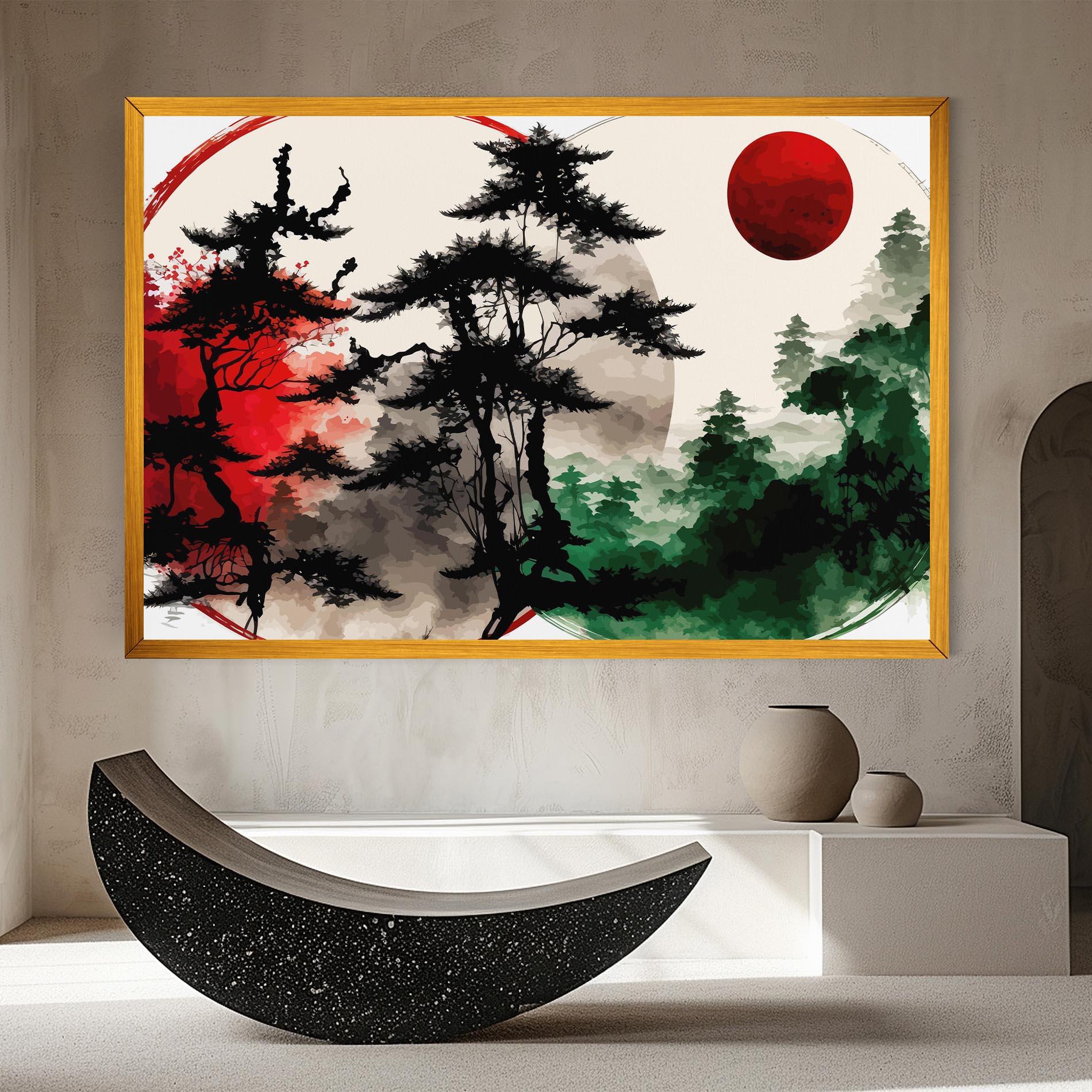 Vászonkép Green Red Tree Art mockup 8