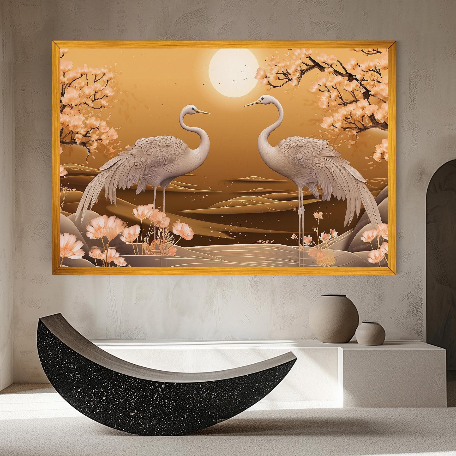 Vászonkép White Chinese Birds mockup 8