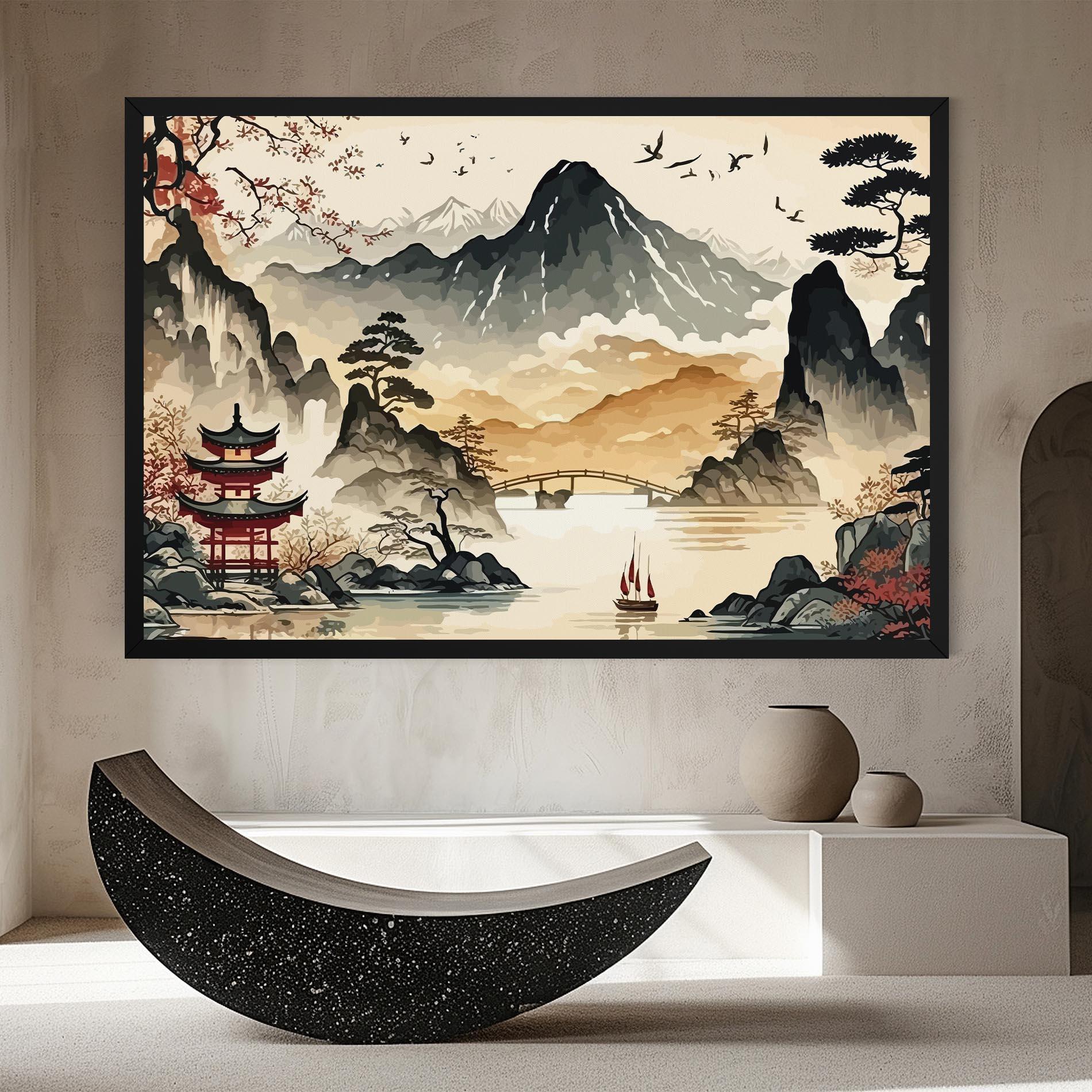 Vászonkép Asian Mountain View mockup 8