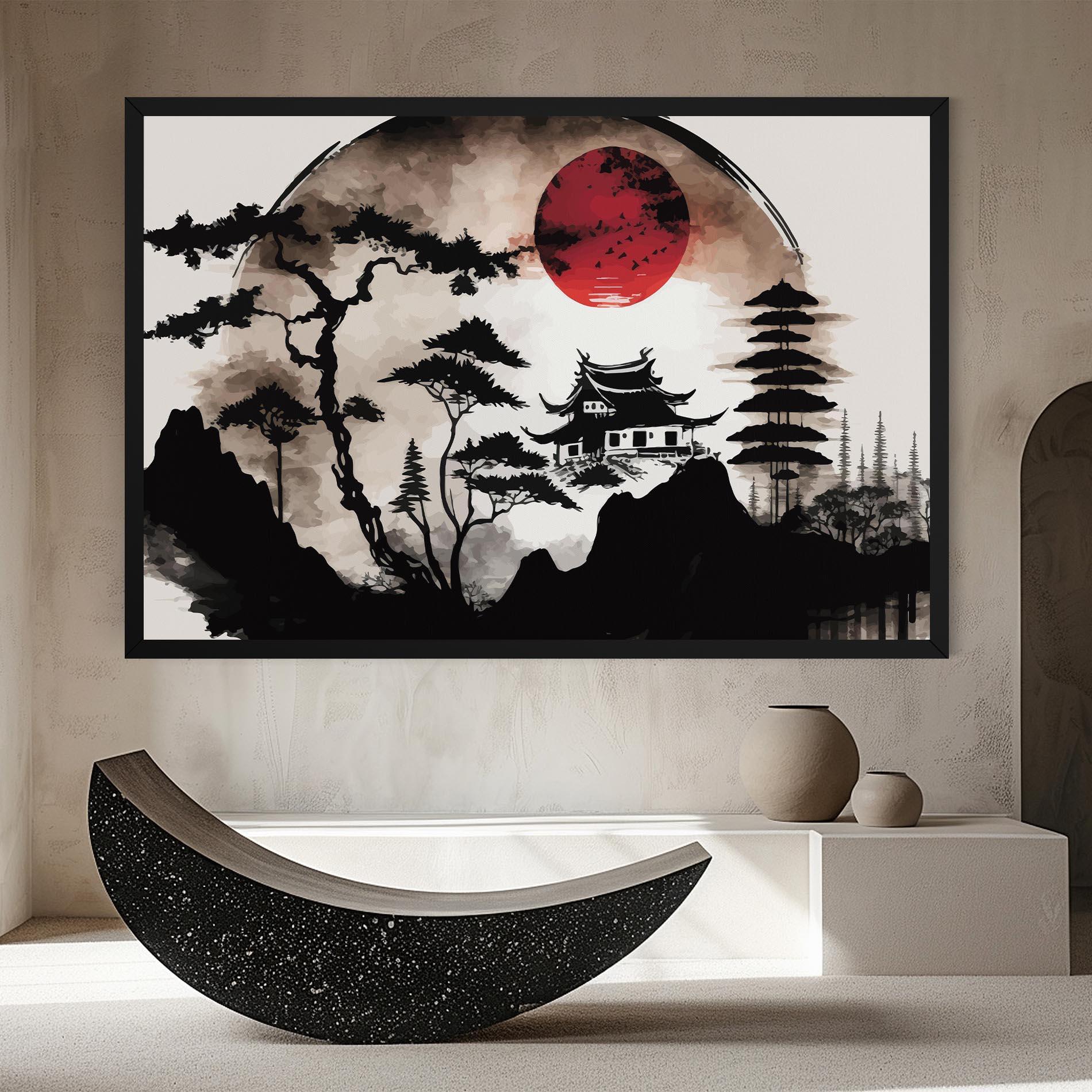 Vászonkép Asian Red Moon mockup 8