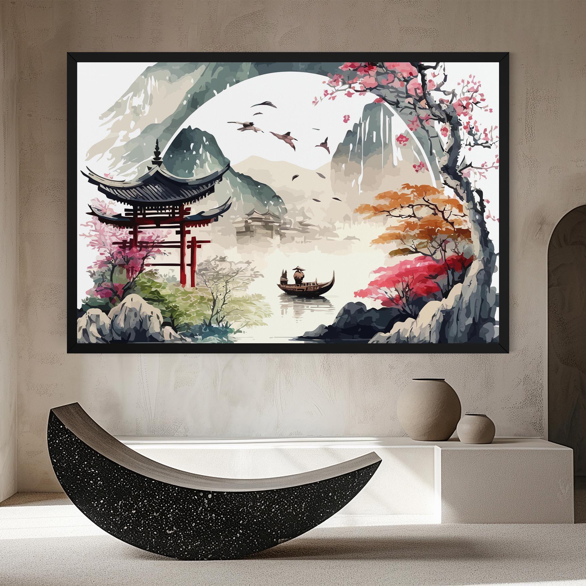 Vászonkép Beautiful Asiatic View mockup 8