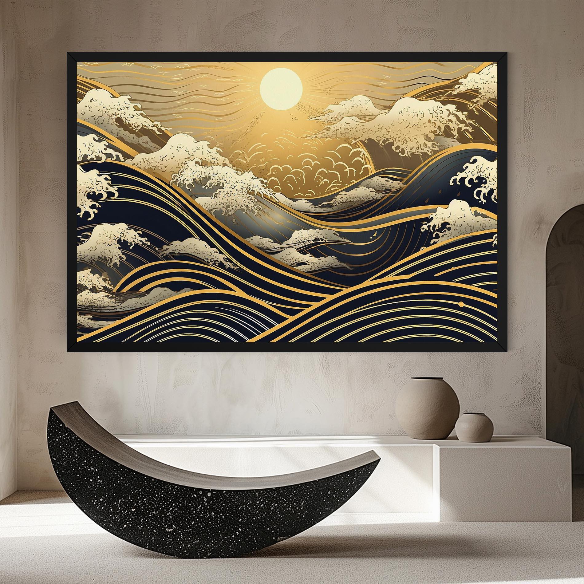Vászonkép Gold Waves Landscape mockup 8