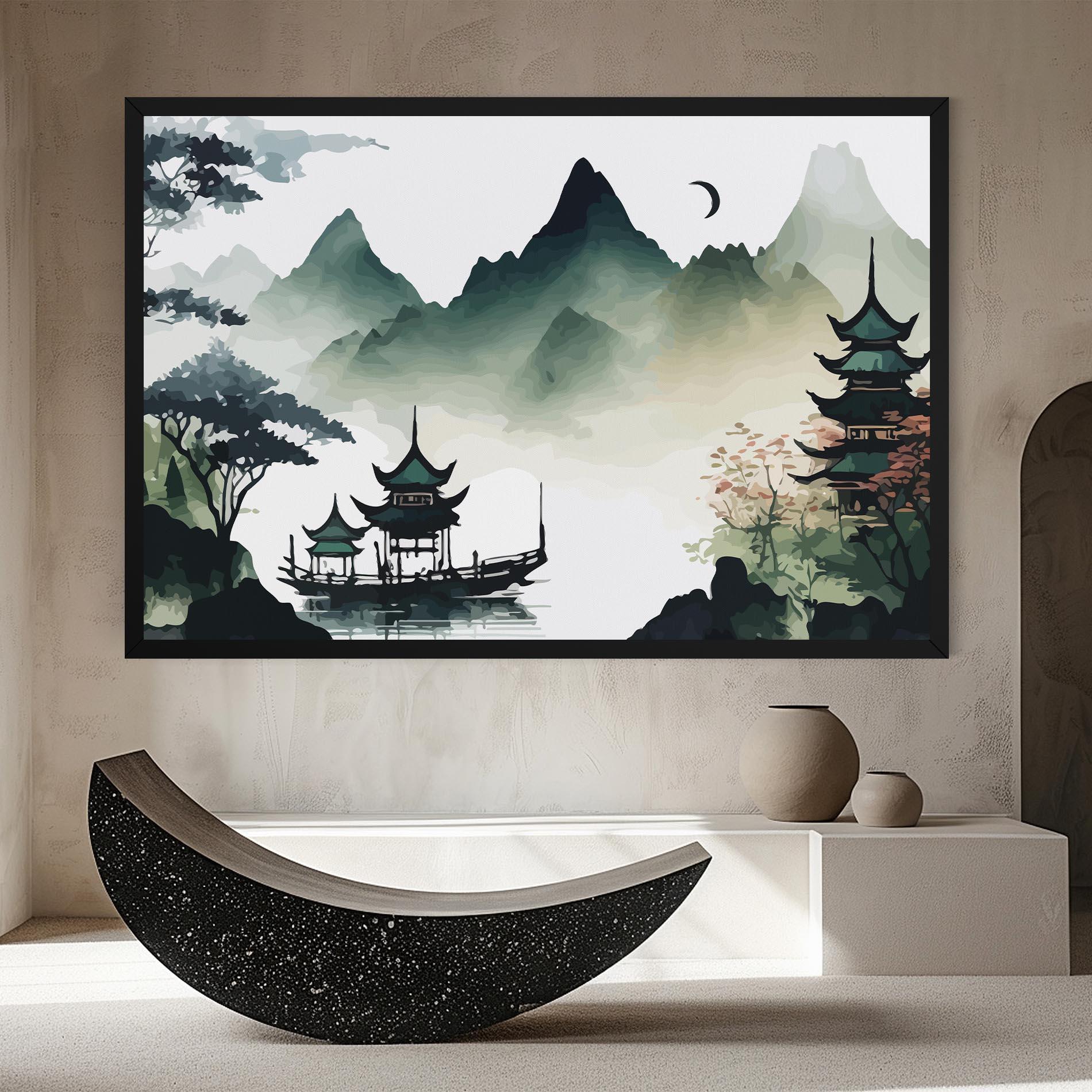 Vászonkép Green Mountain Moon mockup 8