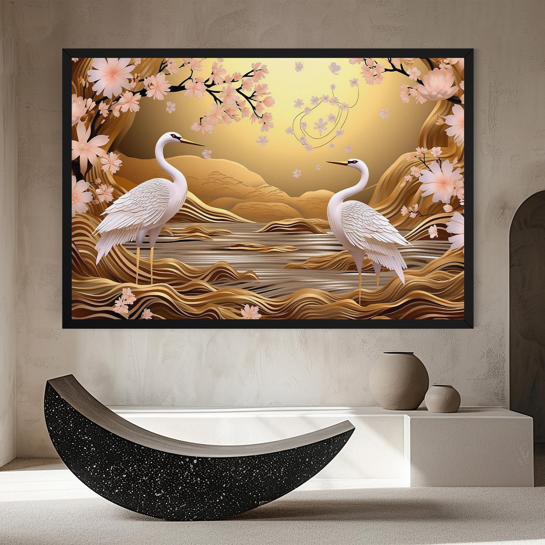 Vászonkép Pink Chinese Flowers mockup 8