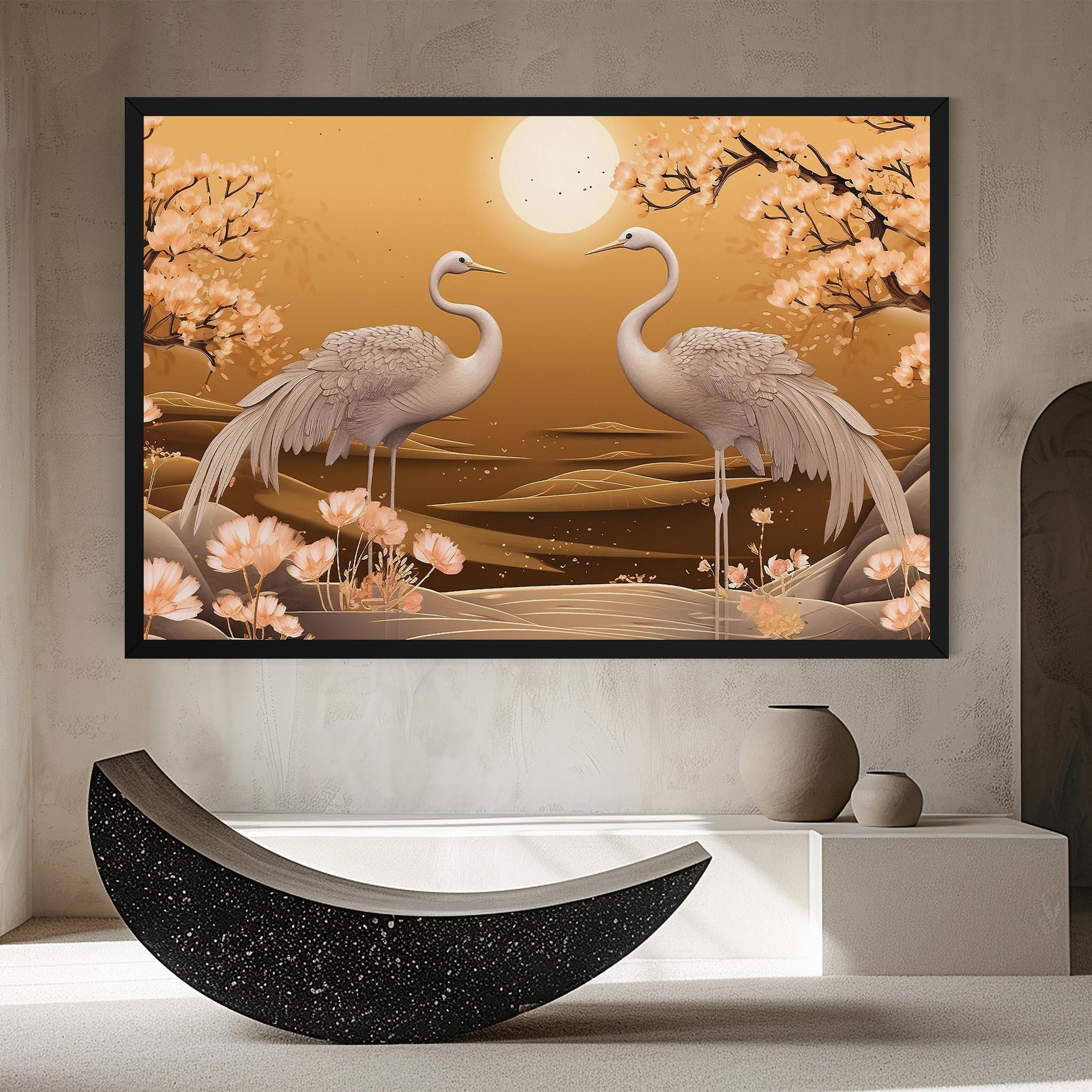 Vászonkép White Chinese Birds mockup 8