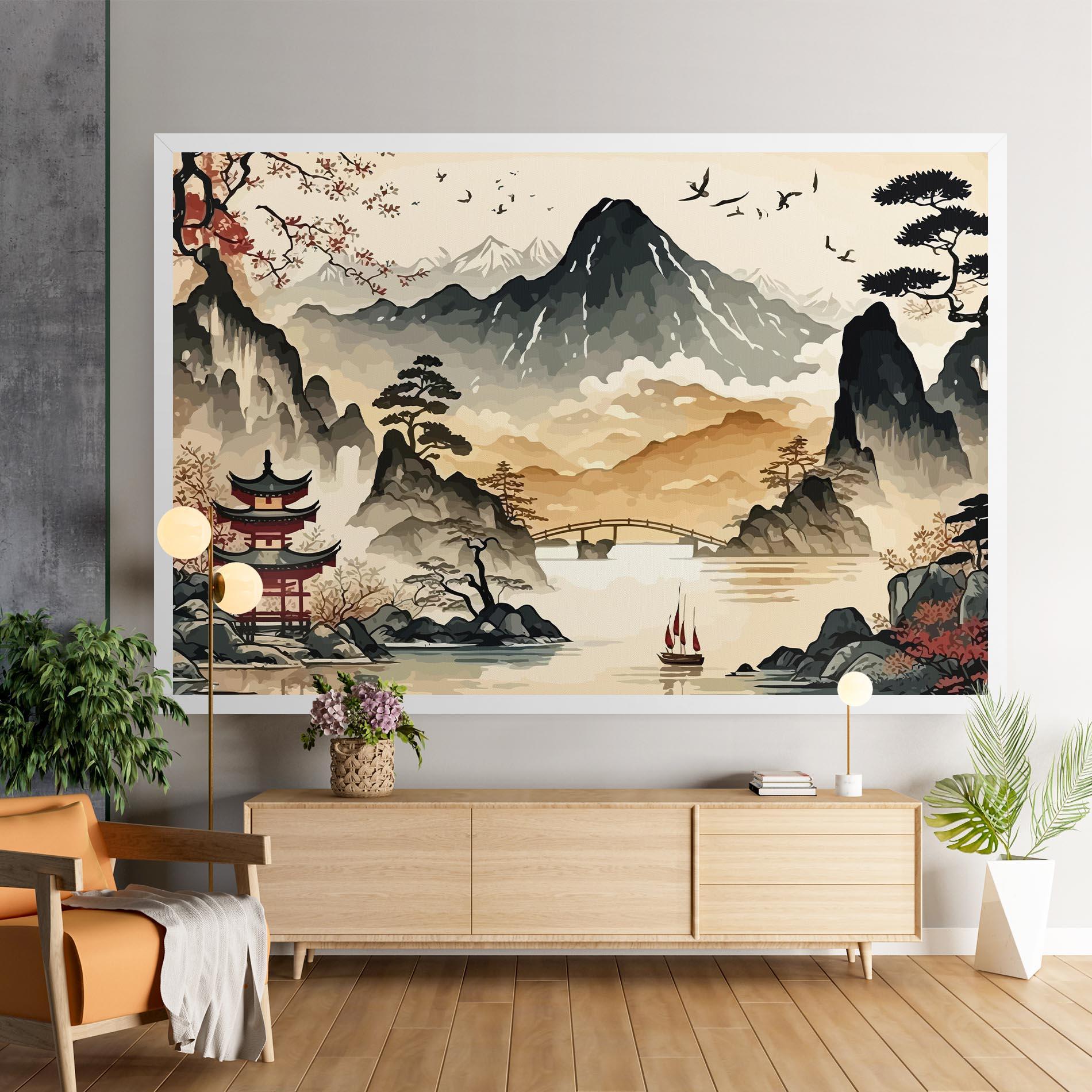 Vászonkép Asian Mountain View mockup 9
