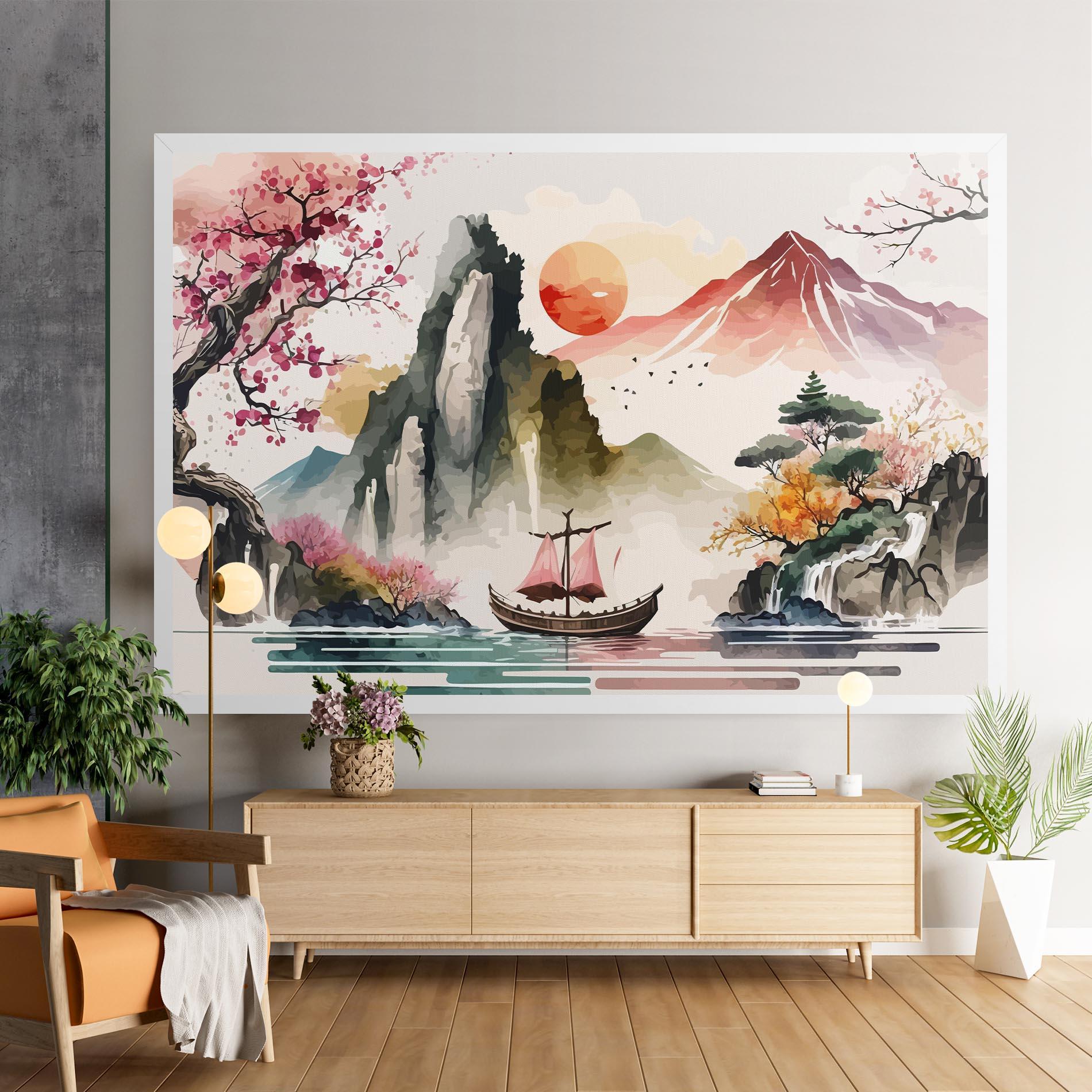 Vászonkép Asian Orange Sunset mockup 9