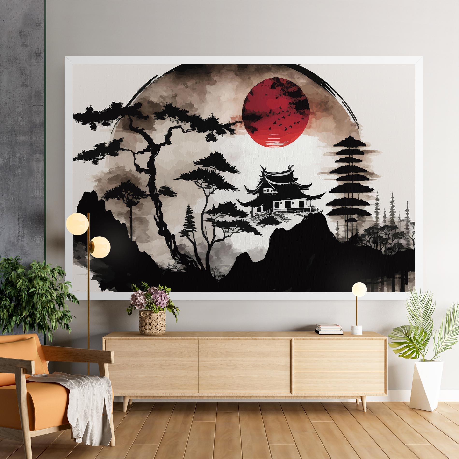Vászonkép Asian Red Moon mockup 9