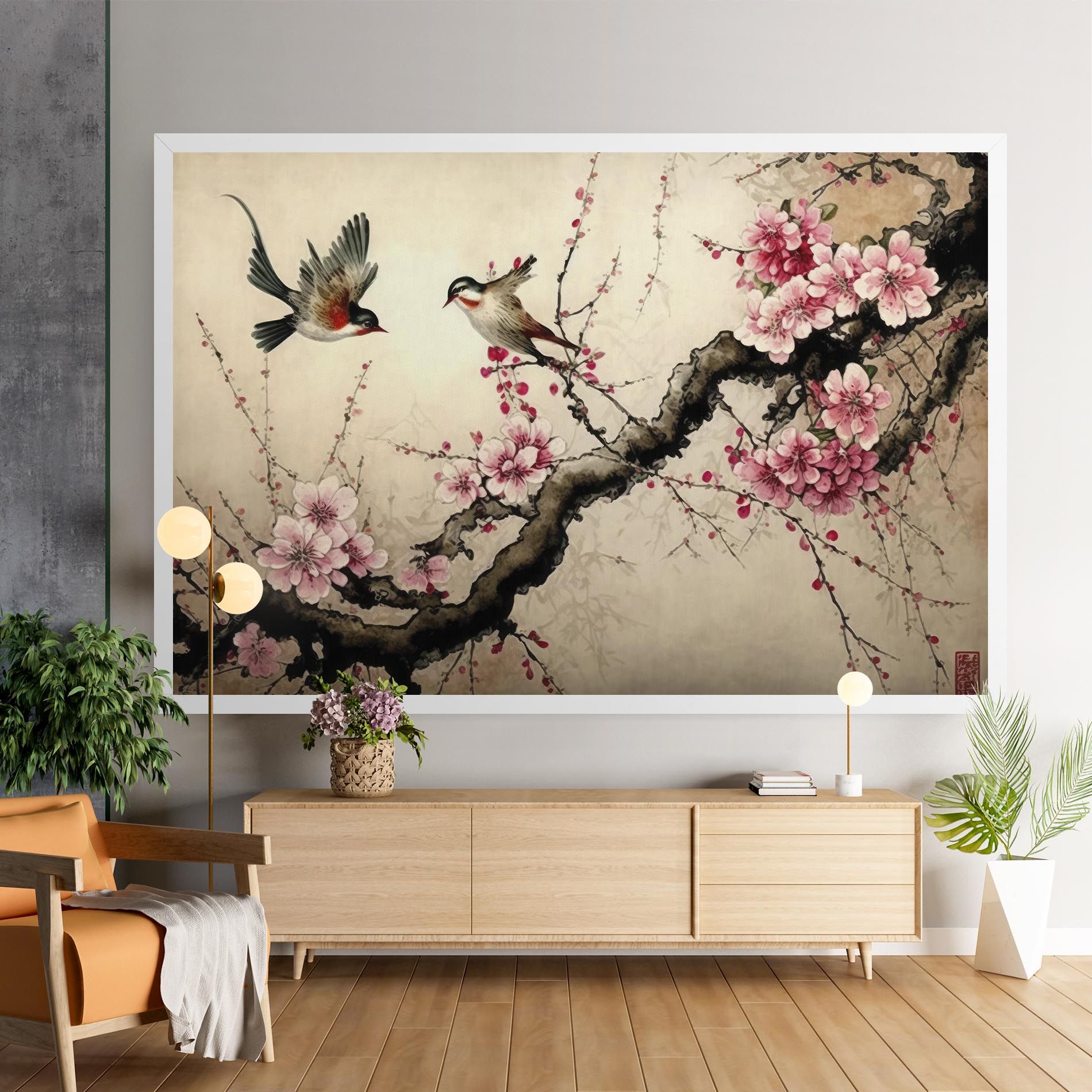 Cherry Blossom Birds mockup 9